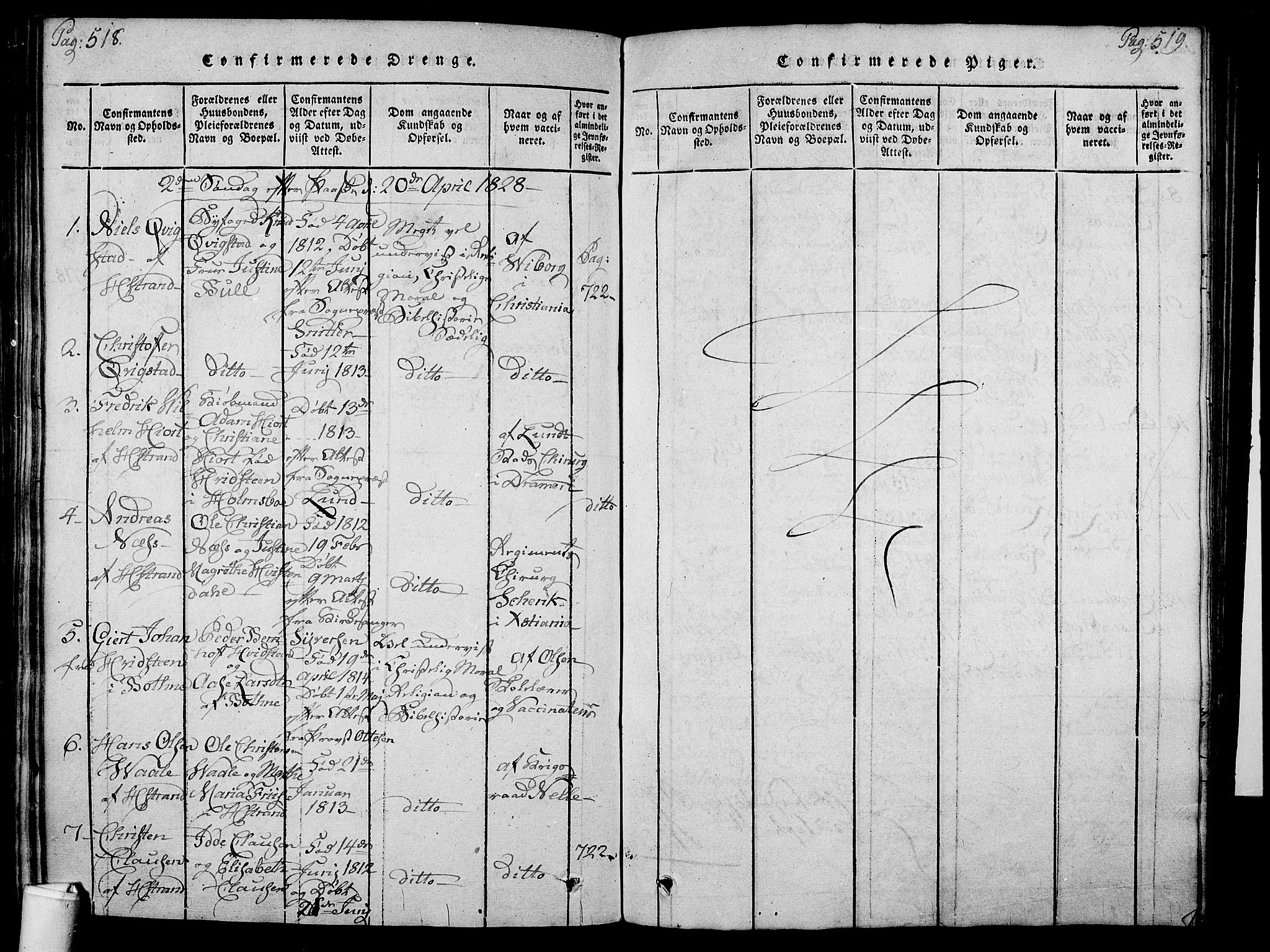 Holmestrand kirkebøker, SAKO/A-346/F/Fa/L0001: Parish register (official) no. 1, 1814-1840, p. 518-519