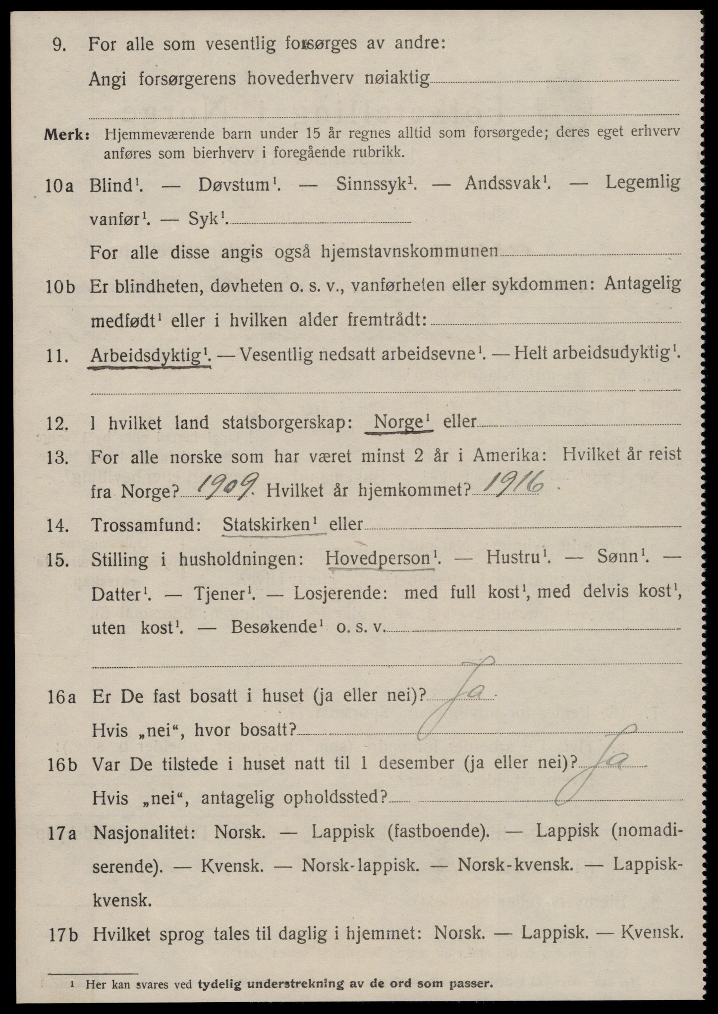 SAT, 1920 census for Hemne, 1920, p. 6123