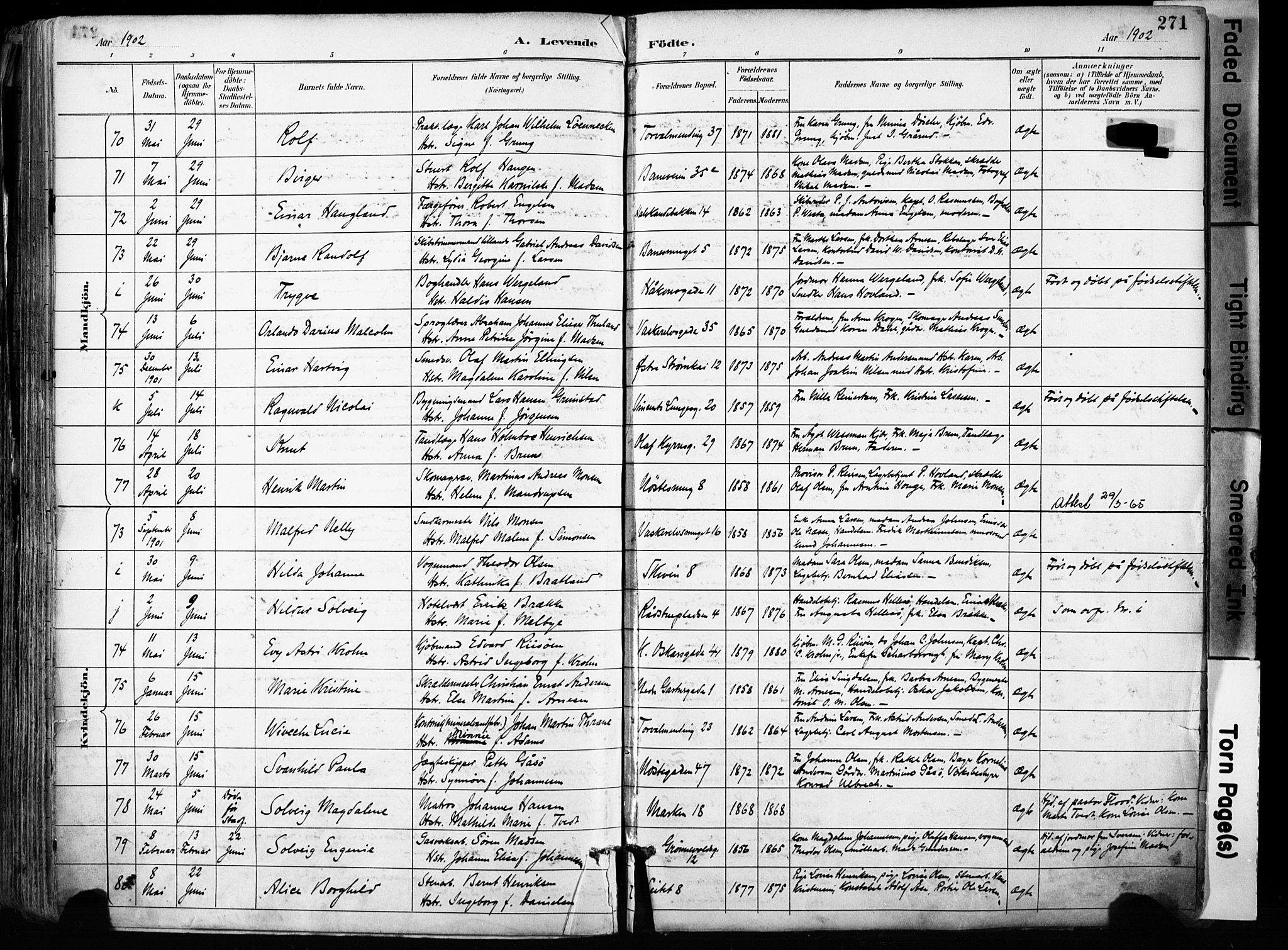 Domkirken sokneprestembete, SAB/A-74801/H/Haa/L0024: Parish register (official) no. B 7, 1888-1903, p. 271