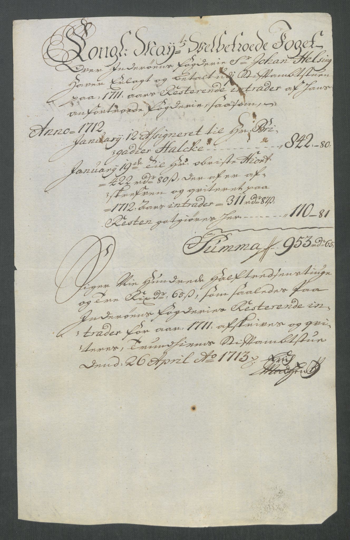 Rentekammeret inntil 1814, Reviderte regnskaper, Fogderegnskap, AV/RA-EA-4092/R63/L4320: Fogderegnskap Inderøy, 1712, p. 357