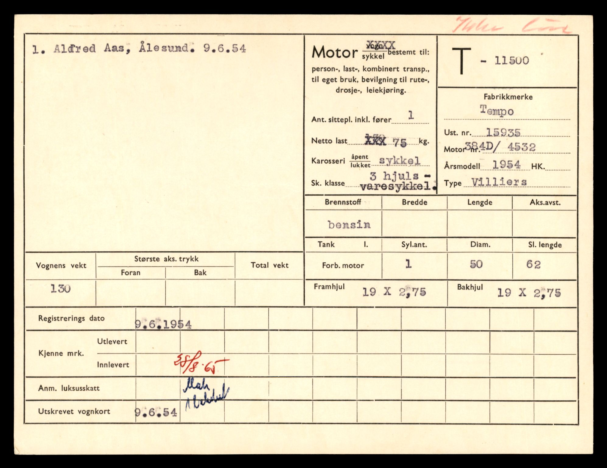 Møre og Romsdal vegkontor - Ålesund trafikkstasjon, AV/SAT-A-4099/F/Fe/L0029: Registreringskort for kjøretøy T 11430 - T 11619, 1927-1998, p. 1323