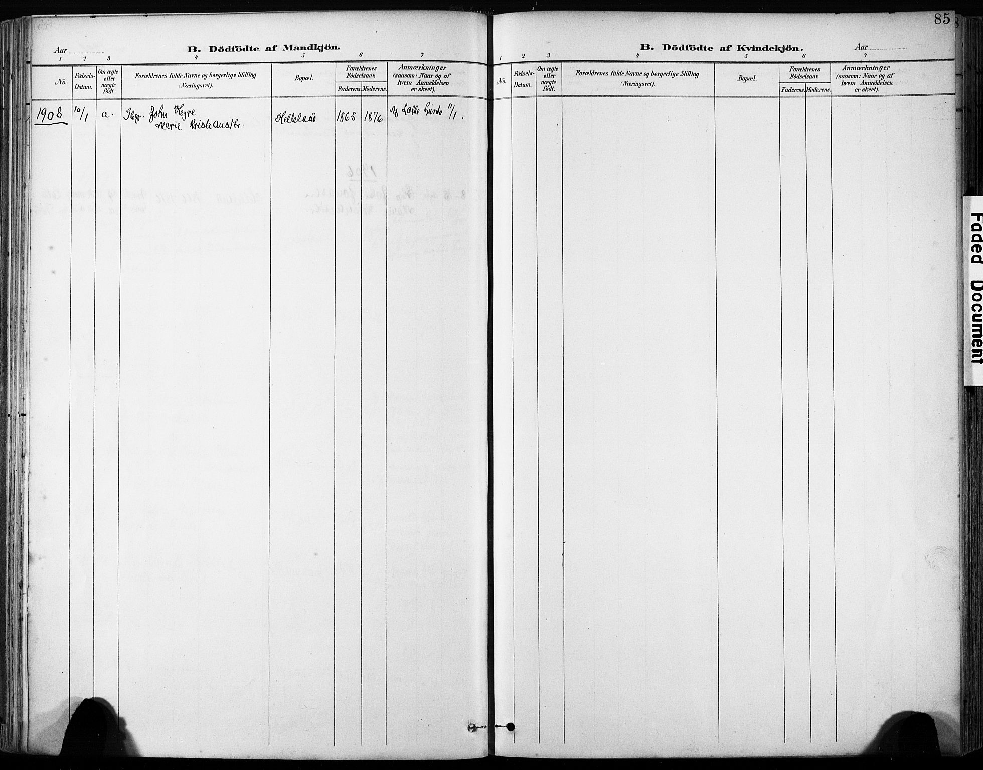 Håland sokneprestkontor, AV/SAST-A-101802/001/30BA/L0013: Parish register (official) no. A 12, 1901-1913, p. 85