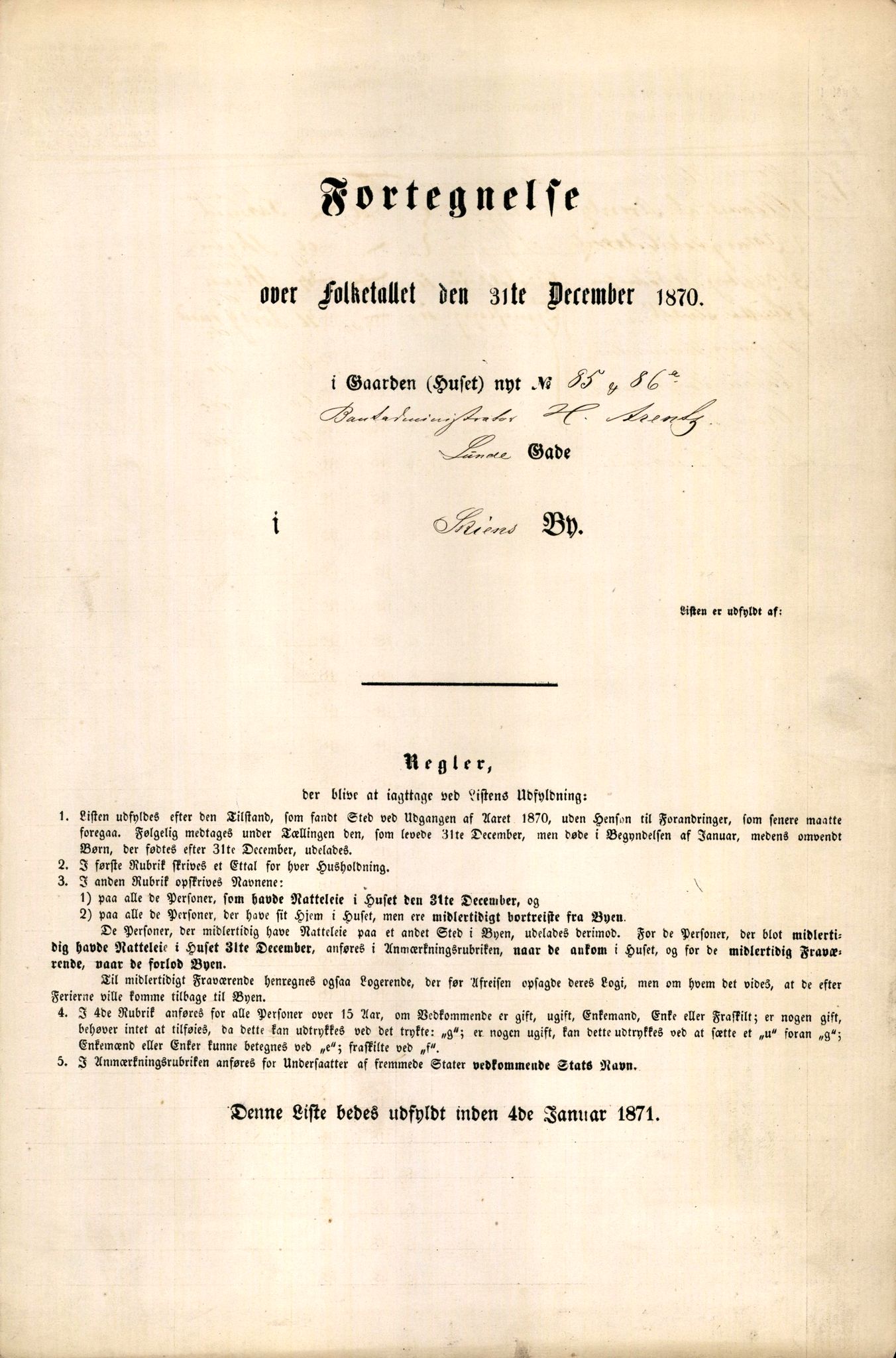 RA, 1870 census for 0806 Skien, 1870, p. 1109