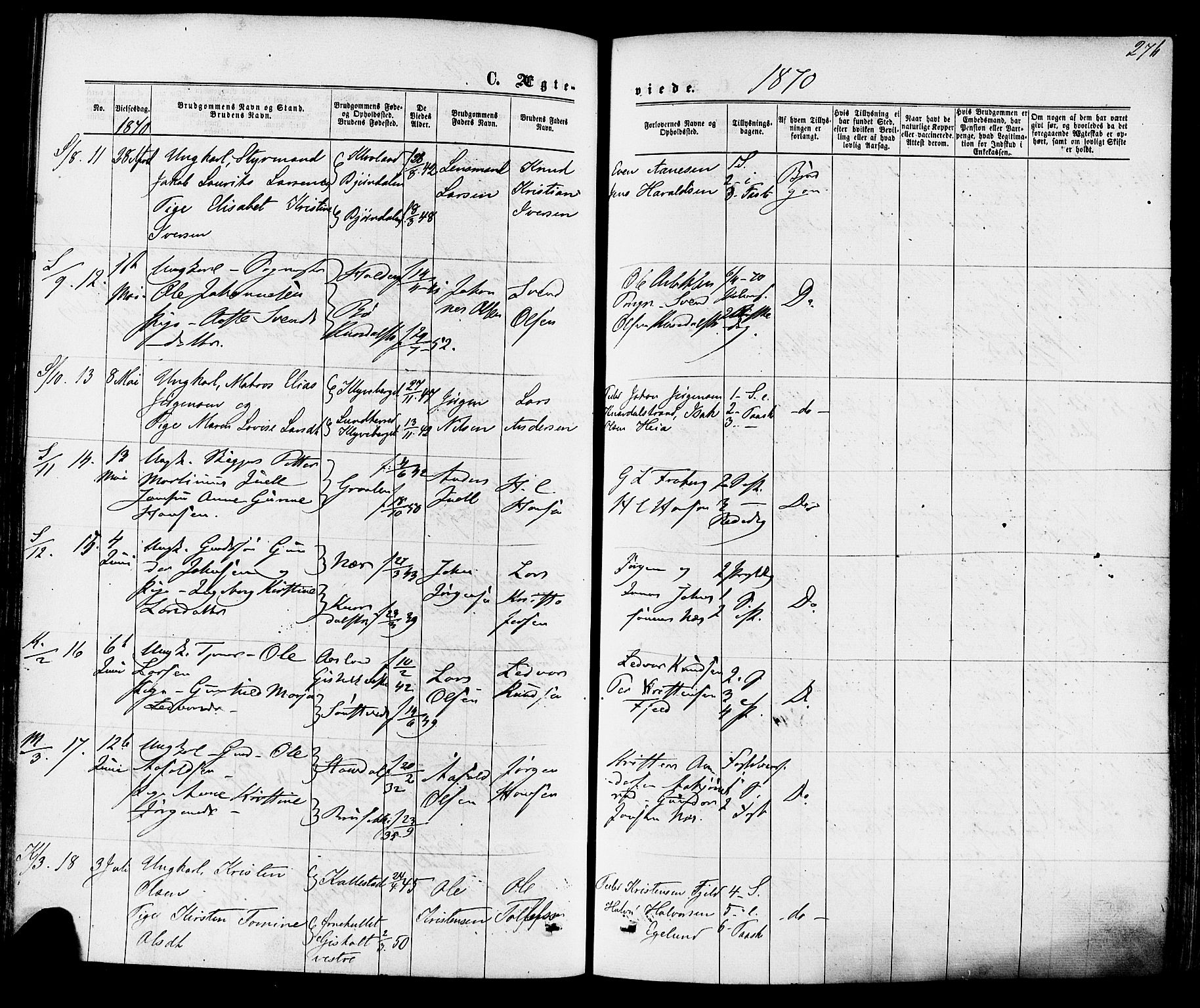 Solum kirkebøker, SAKO/A-306/F/Fa/L0008: Parish register (official) no. I 8, 1865-1876, p. 276