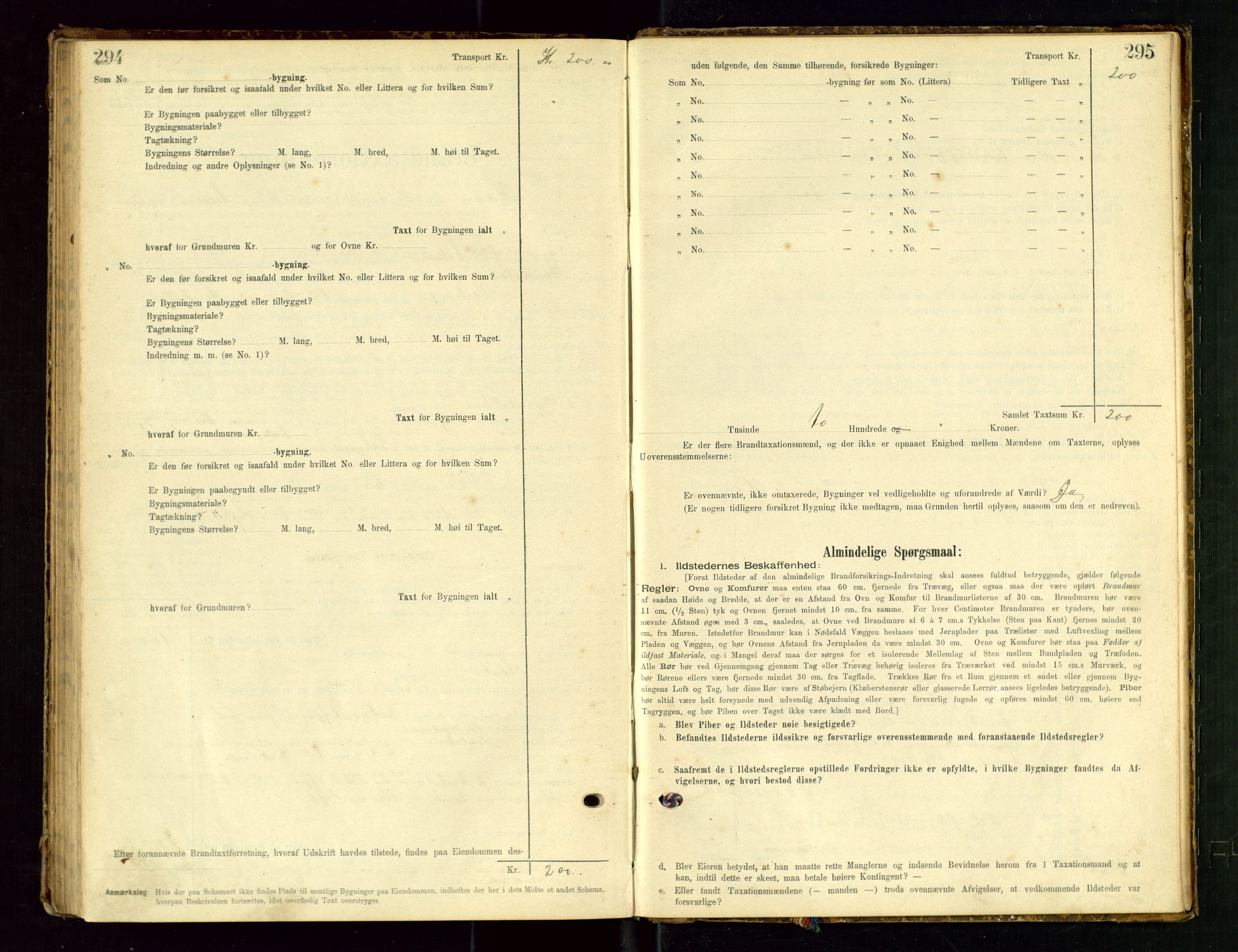 Hå lensmannskontor, SAST/A-100456/Goa/L0003: Takstprotokoll (skjema), 1895-1911, p. 294-295