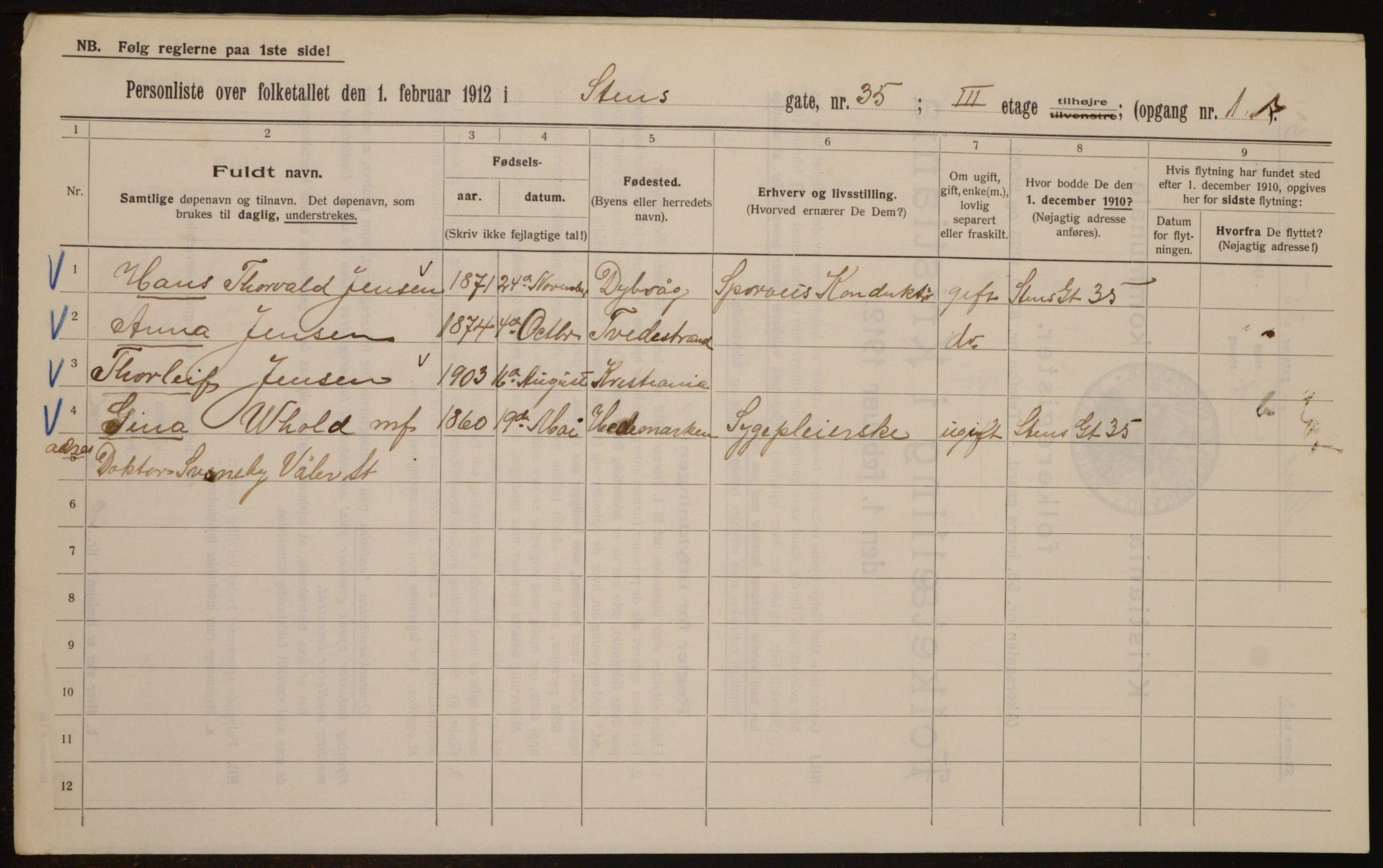 OBA, Municipal Census 1912 for Kristiania, 1912, p. 102353