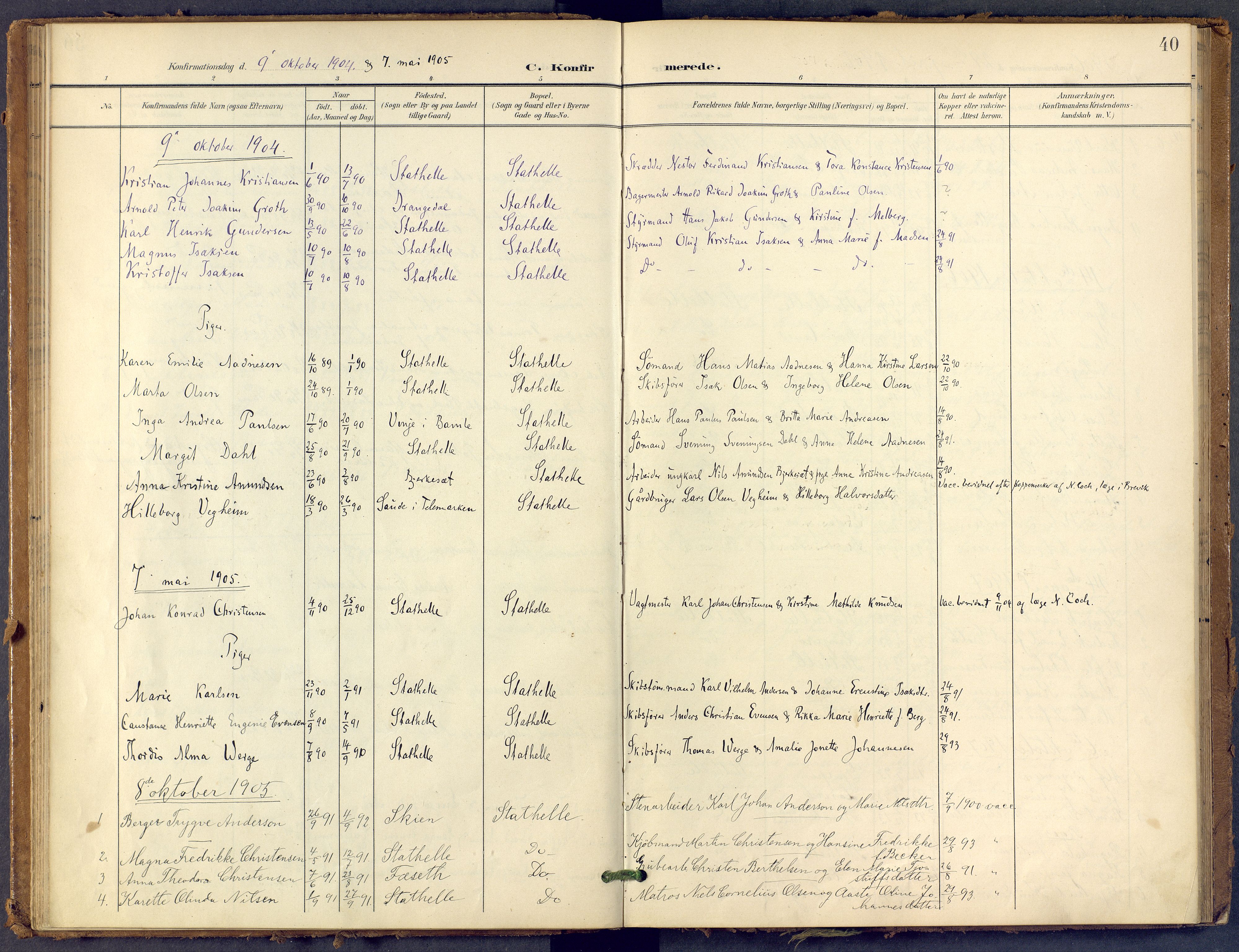 Bamble kirkebøker, SAKO/A-253/F/Fb/L0002: Parish register (official) no. II 2, 1900-1921, p. 40