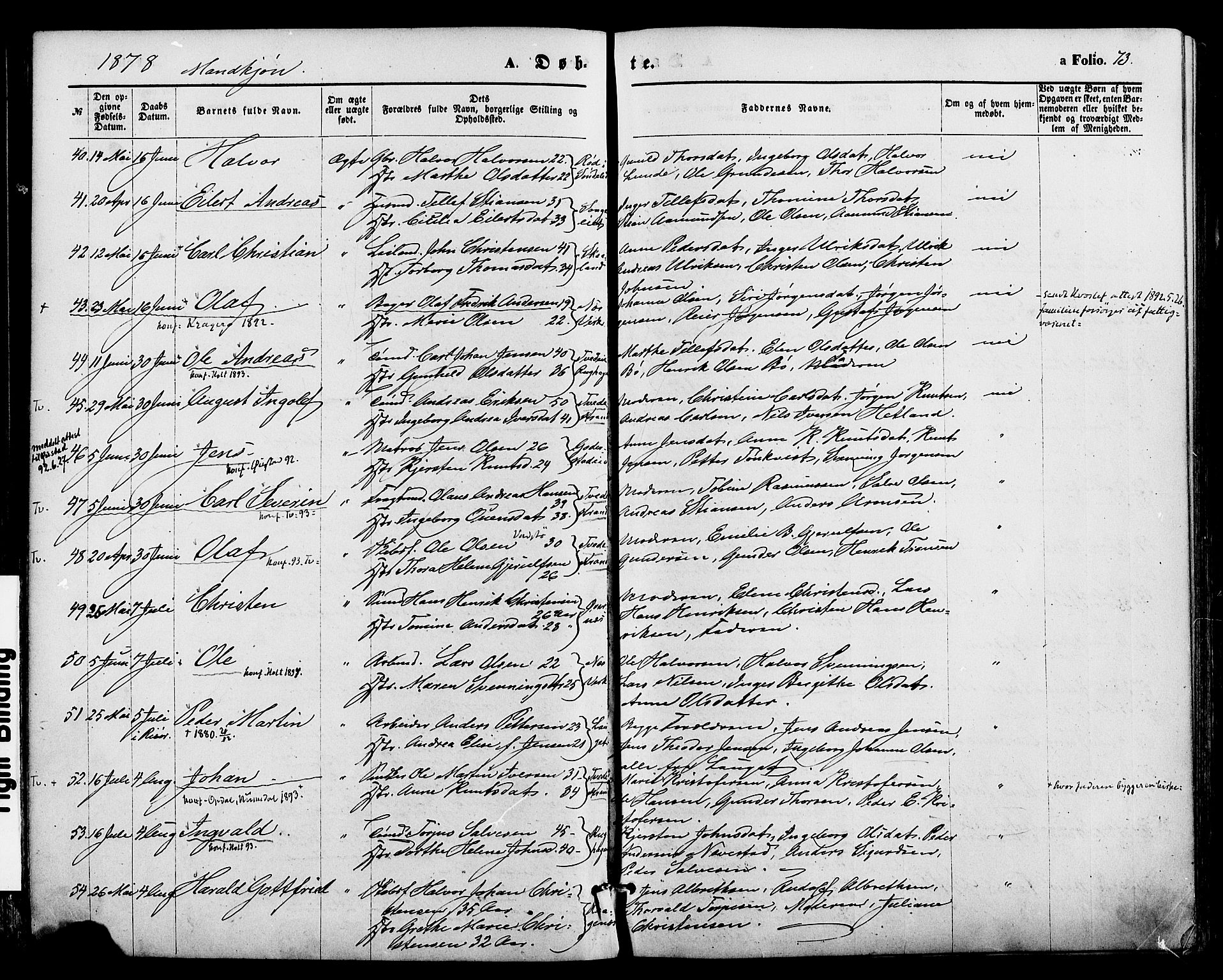 Holt sokneprestkontor, AV/SAK-1111-0021/F/Fa/L0010: Parish register (official) no. A 10, 1872-1885, p. 73