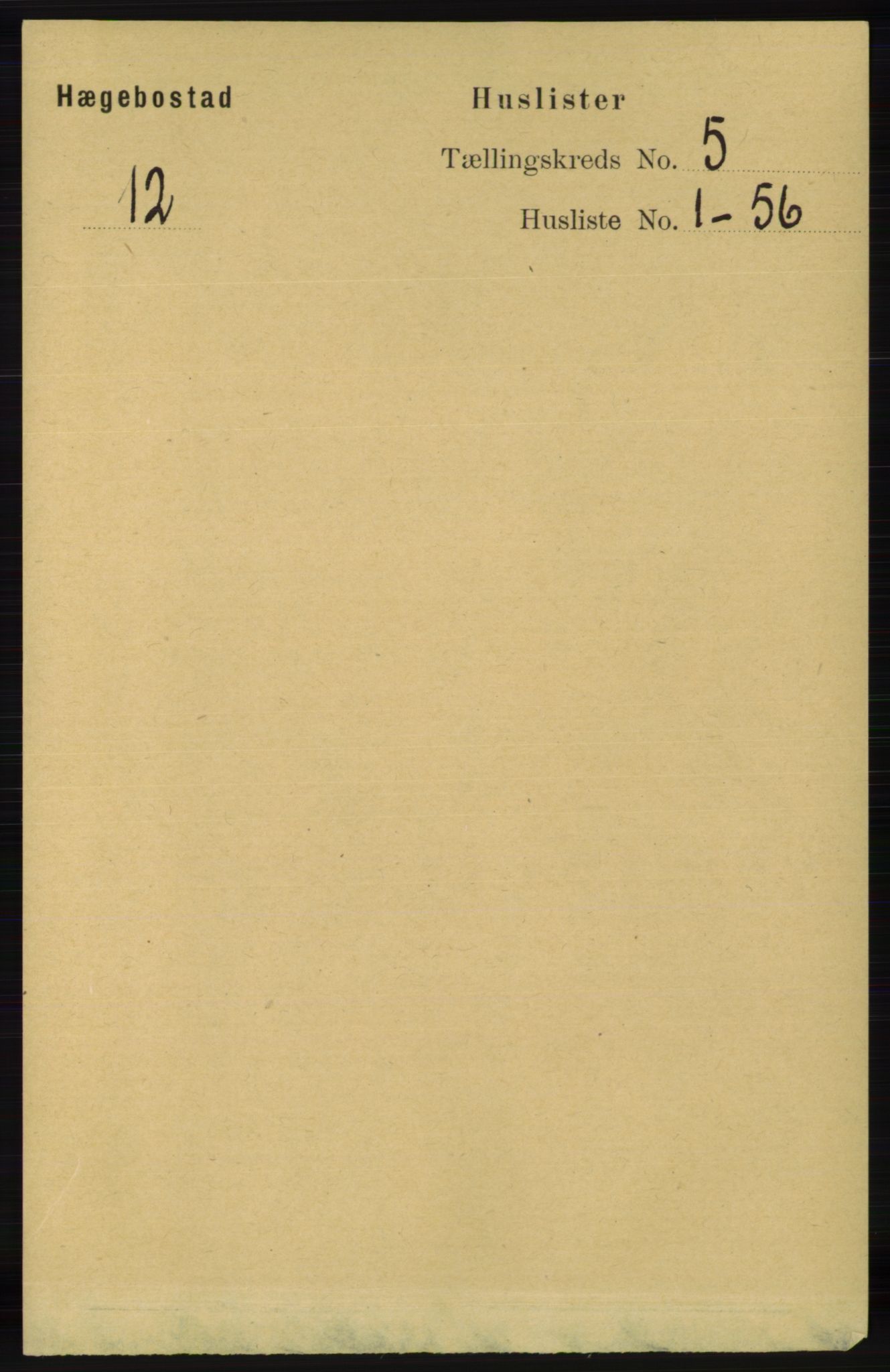 RA, 1891 census for 1034 Hægebostad, 1891, p. 1430