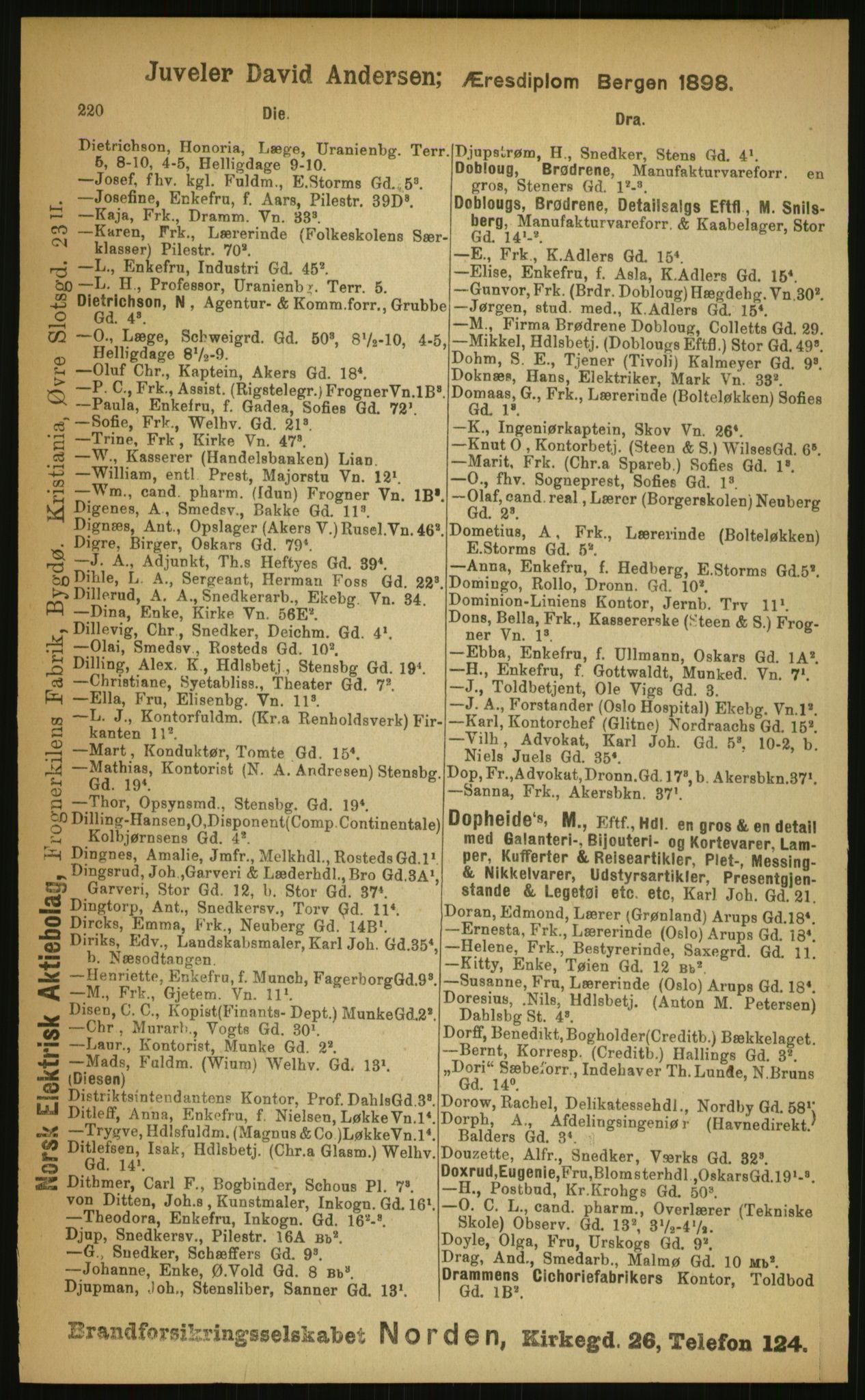 Kristiania/Oslo adressebok, PUBL/-, 1899, p. 220