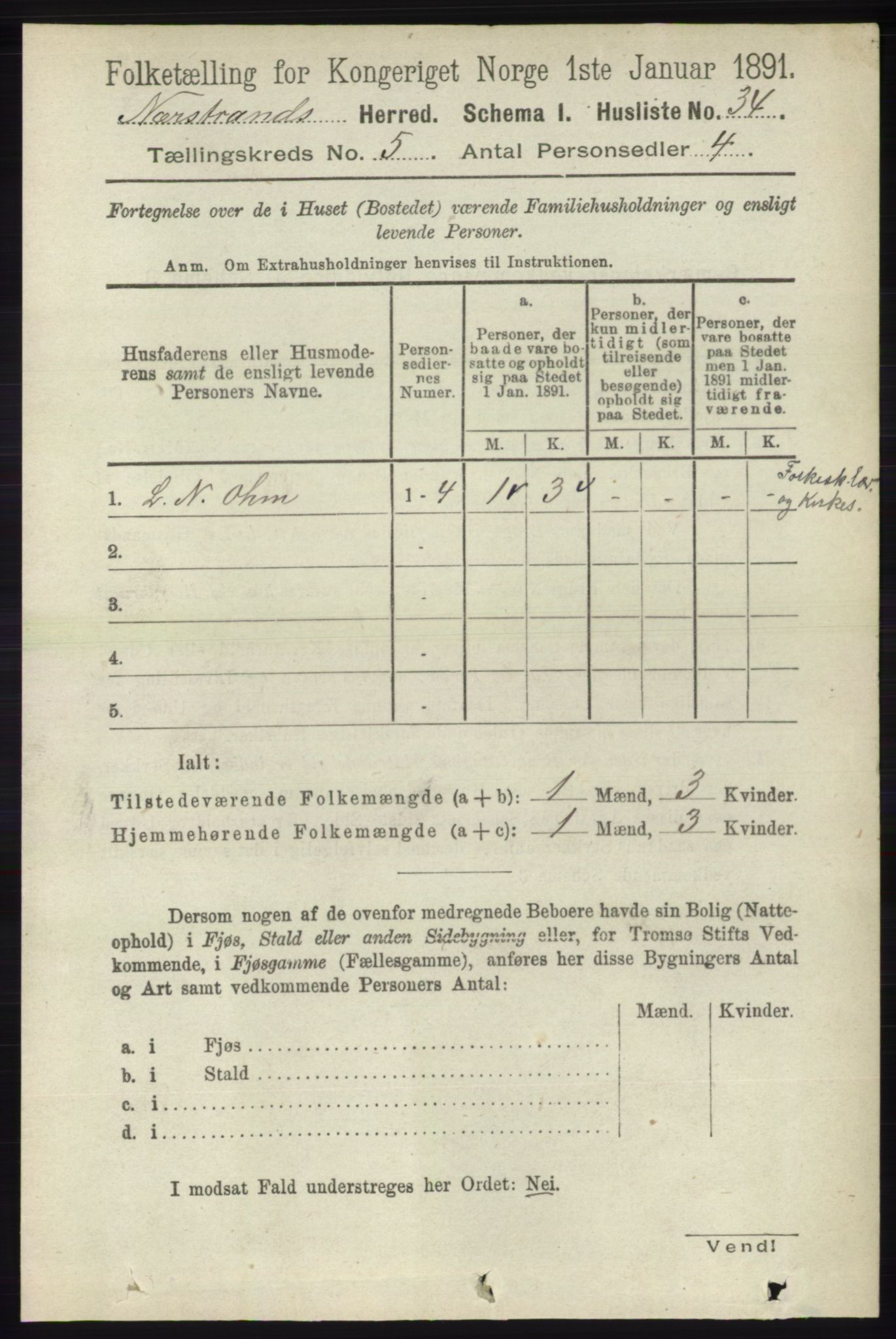 RA, 1891 census for 1139 Nedstrand, 1891, p. 796