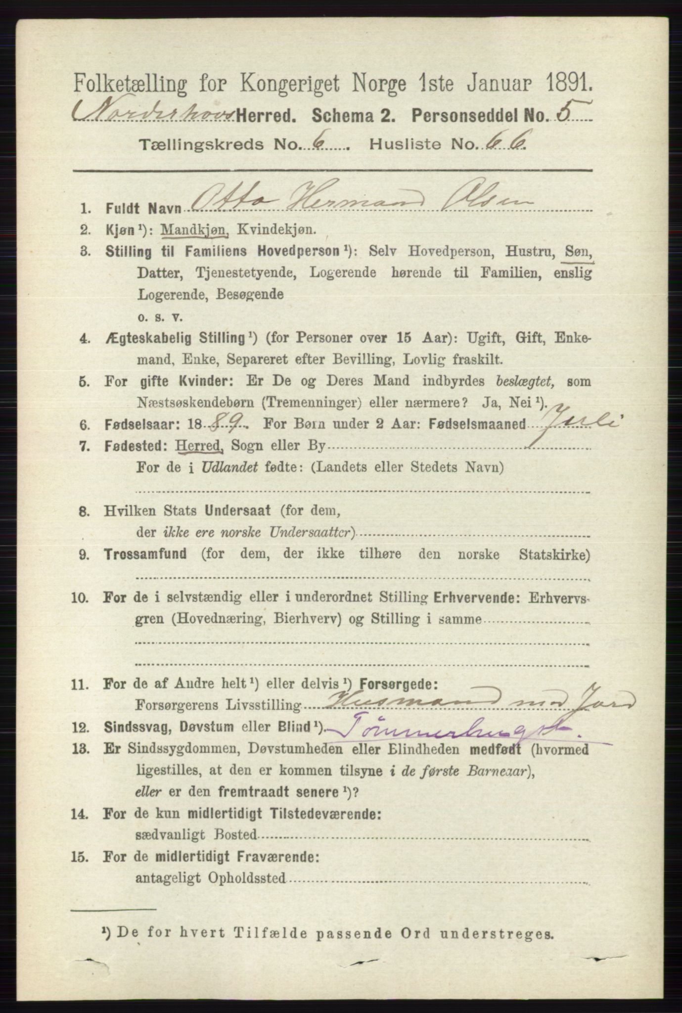 RA, 1891 census for 0613 Norderhov, 1891, p. 4380