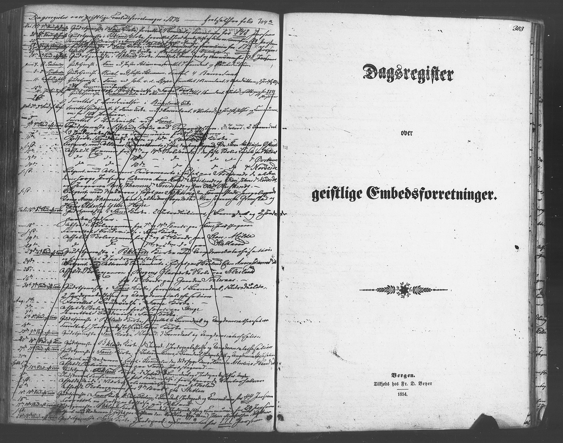Fana Sokneprestembete, SAB/A-75101/H/Haa/Haaa/L0012: Parish register (official) no. A 12, 1862-1878, p. 303