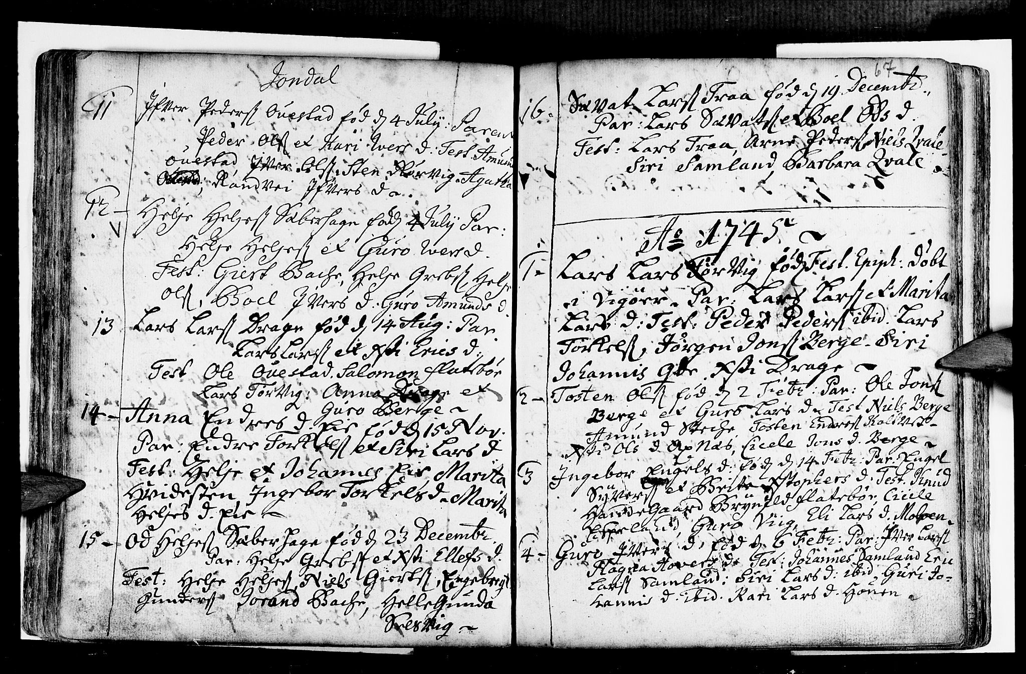 Strandebarm sokneprestembete, AV/SAB-A-78401/H/Haa: Parish register (official) no. A 2 /2, 1727-1750, p. 67