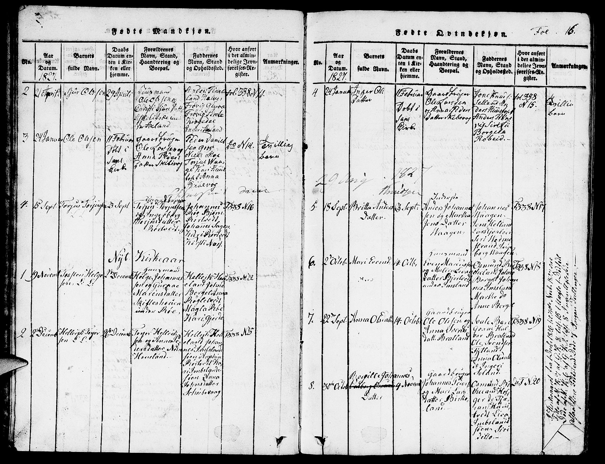Vikedal sokneprestkontor, SAST/A-101840/01/V: Parish register (copy) no. B 3, 1816-1867, p. 16