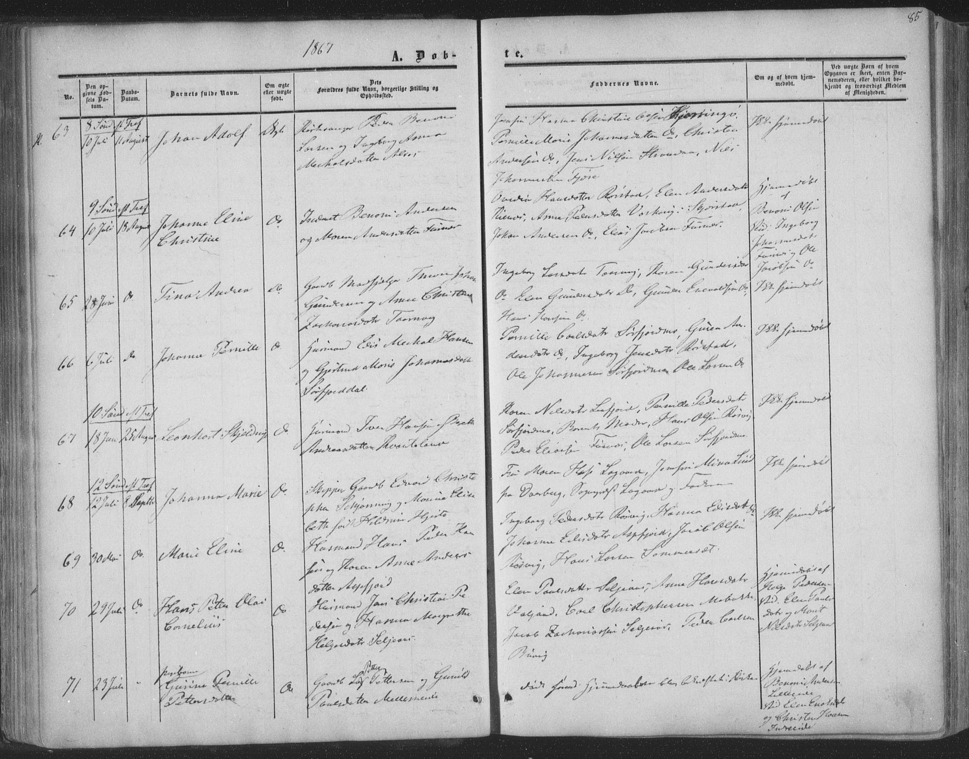 Ministerialprotokoller, klokkerbøker og fødselsregistre - Nordland, AV/SAT-A-1459/853/L0770: Parish register (official) no. 853A09, 1857-1870, p. 85