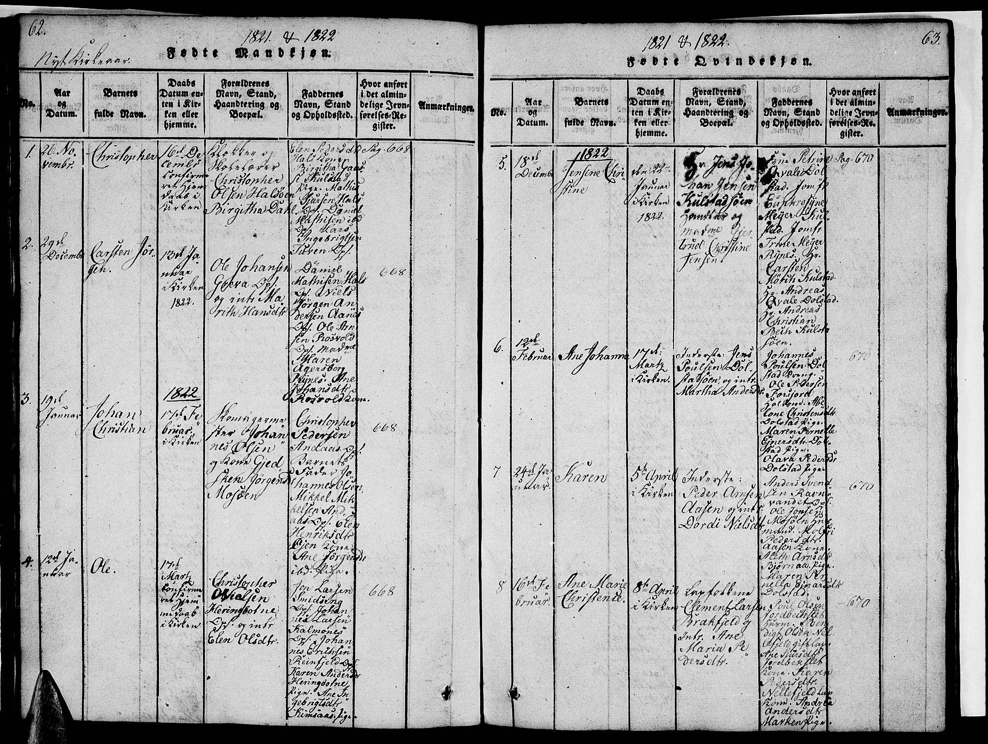 Ministerialprotokoller, klokkerbøker og fødselsregistre - Nordland, AV/SAT-A-1459/820/L0299: Parish register (copy) no. 820C01, 1820-1825, p. 62-63