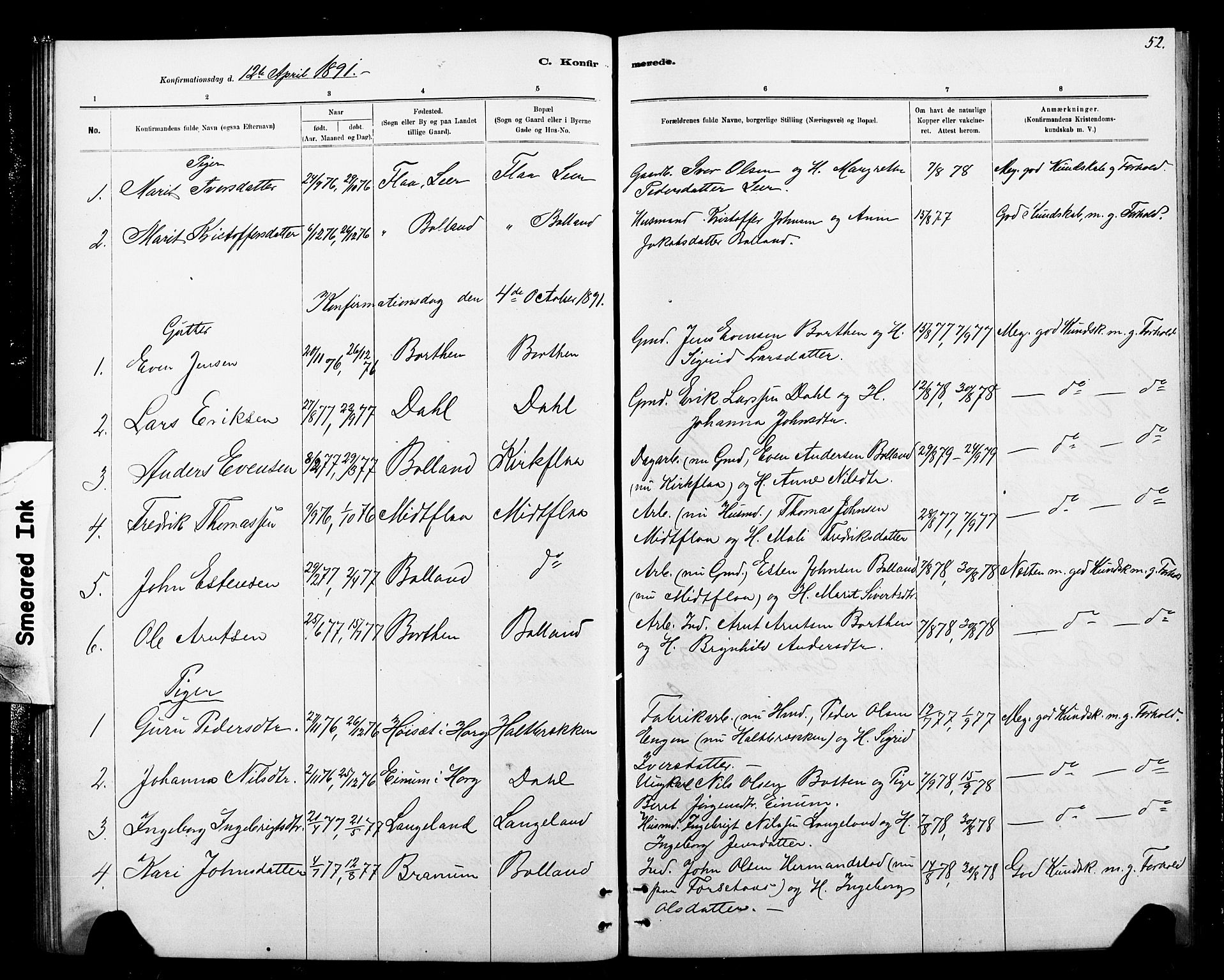 Ministerialprotokoller, klokkerbøker og fødselsregistre - Sør-Trøndelag, SAT/A-1456/693/L1123: Parish register (copy) no. 693C04, 1887-1910, p. 52