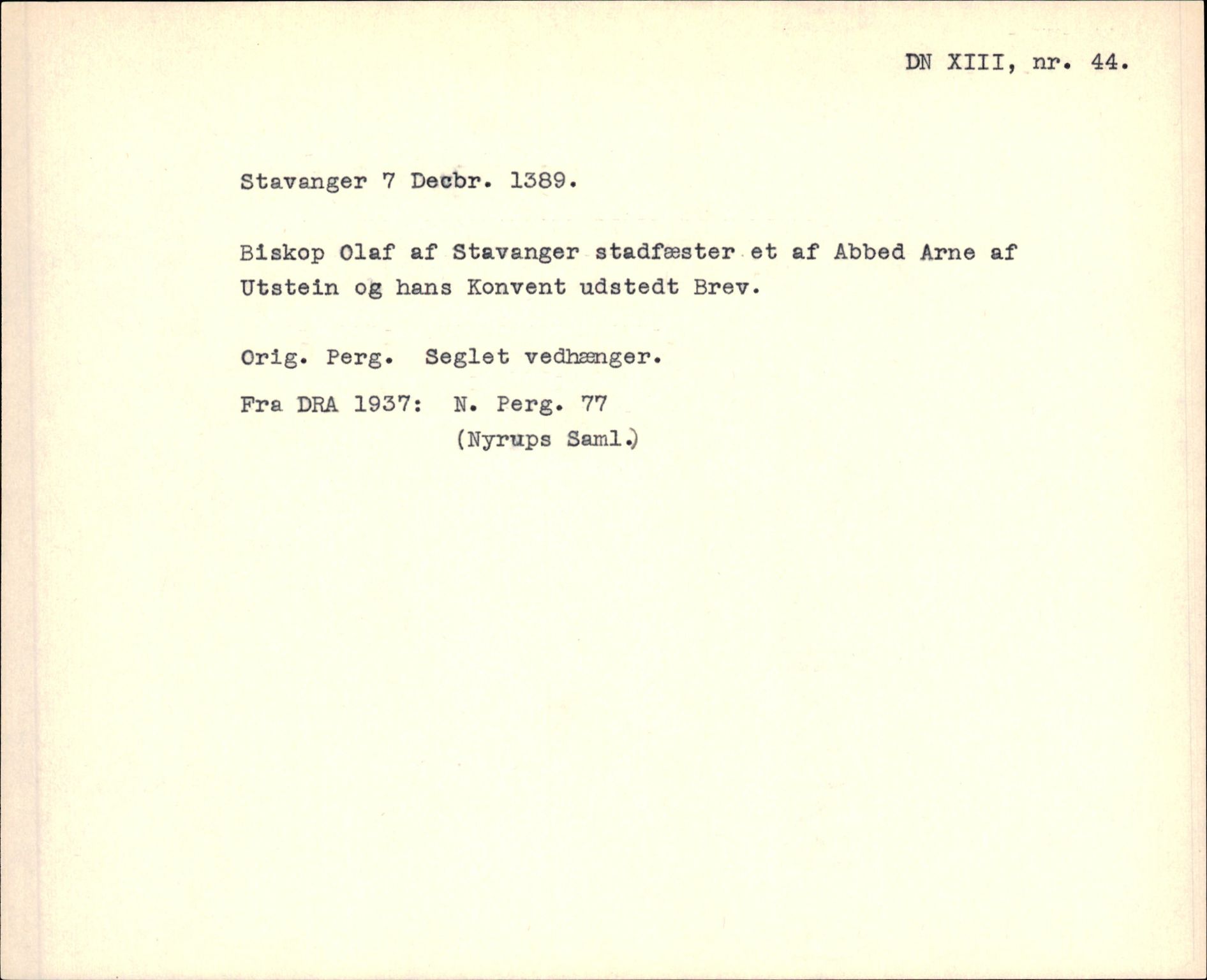 Riksarkivets diplomsamling, AV/RA-EA-5965/F35/F35f/L0003: Regestsedler: Diplomer fra DRA 1937 og 1996, p. 177