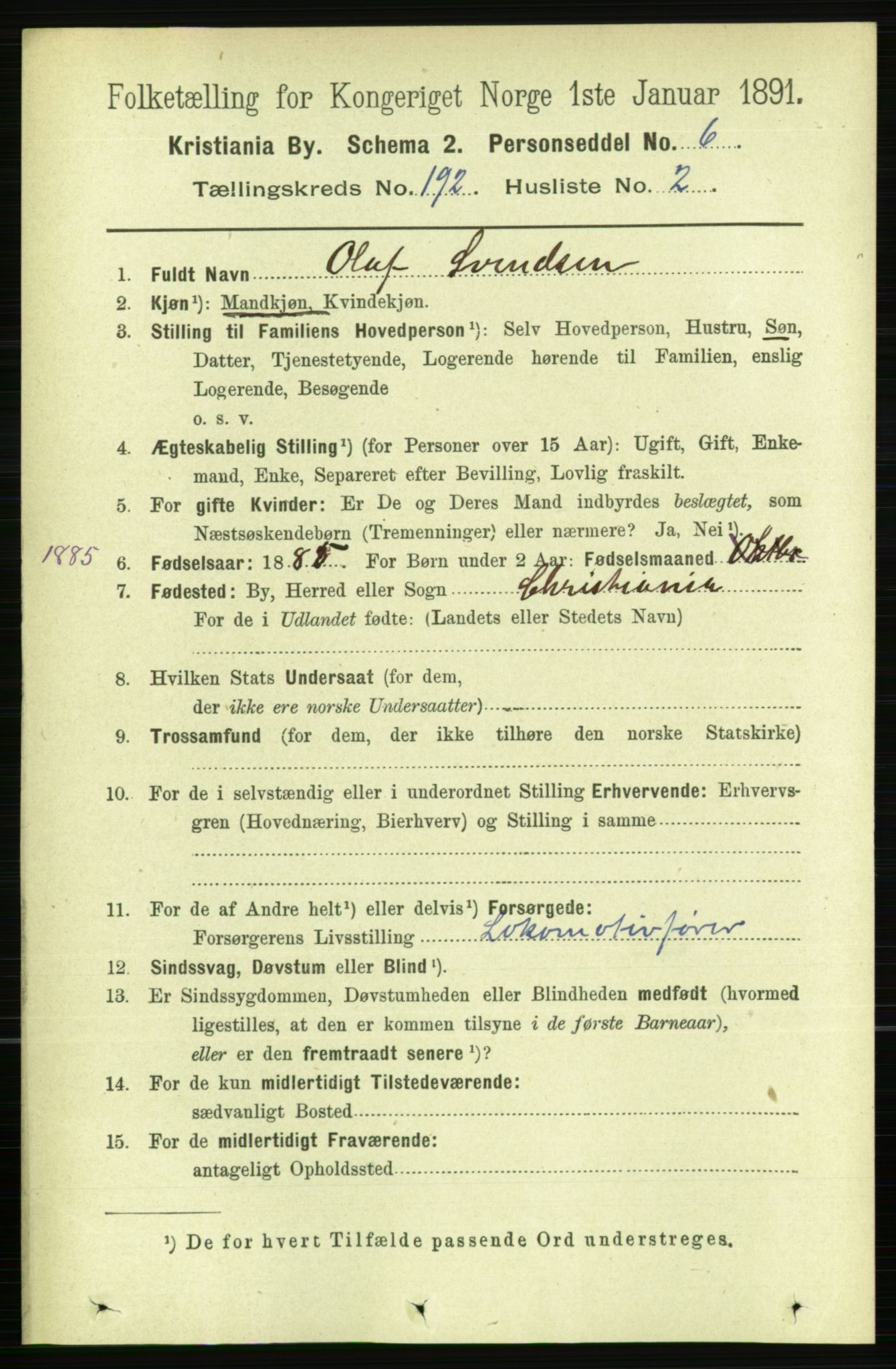 RA, 1891 census for 0301 Kristiania, 1891, p. 115526