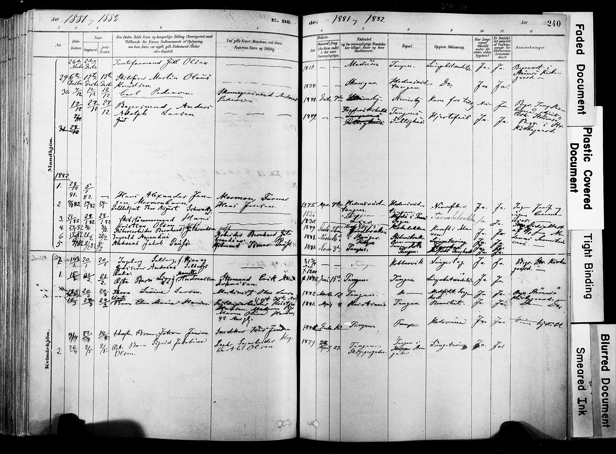 Strømsø kirkebøker, SAKO/A-246/F/Fb/L0006: Parish register (official) no. II 6, 1879-1910, p. 240