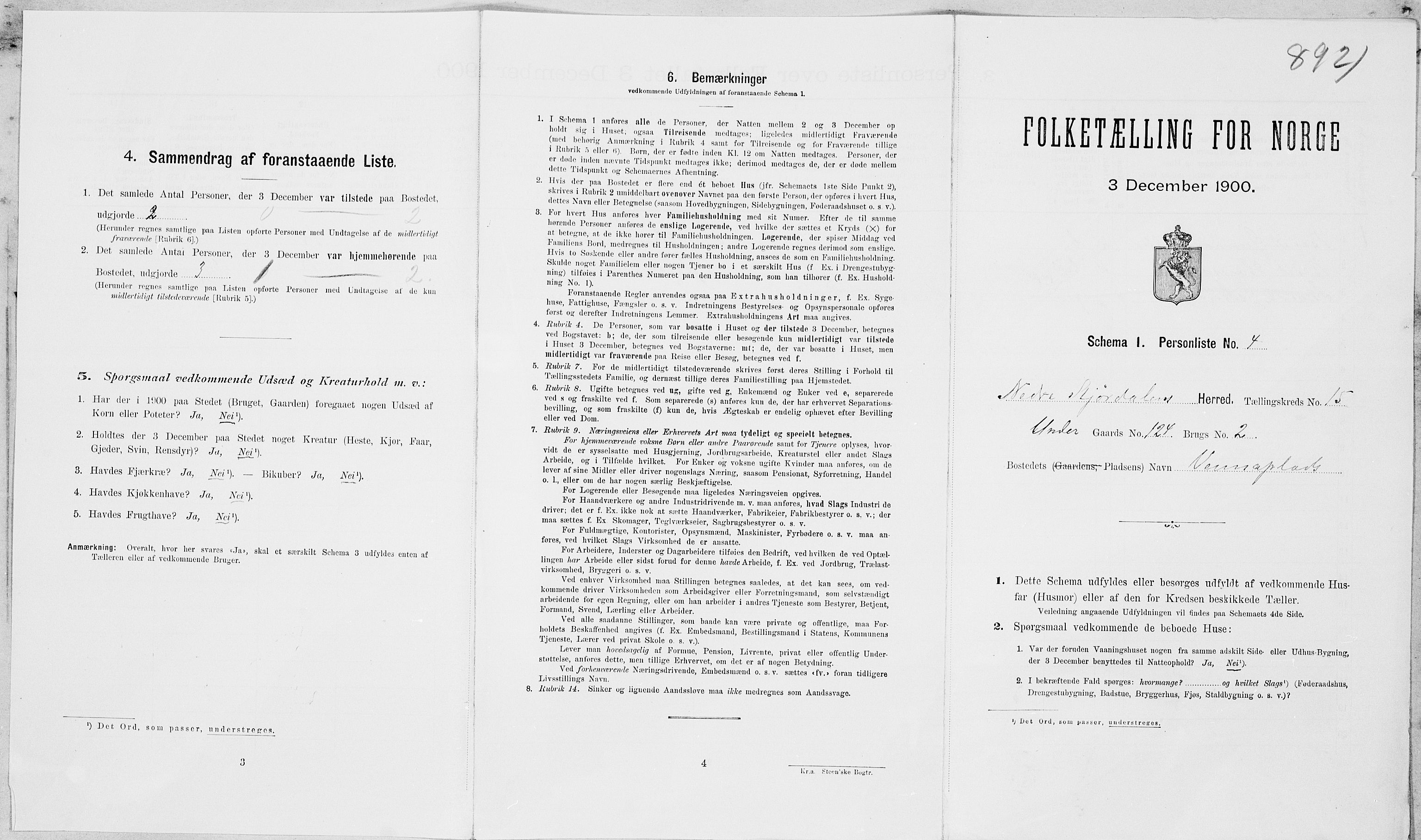 SAT, 1900 census for Nedre Stjørdal, 1900, p. 1696