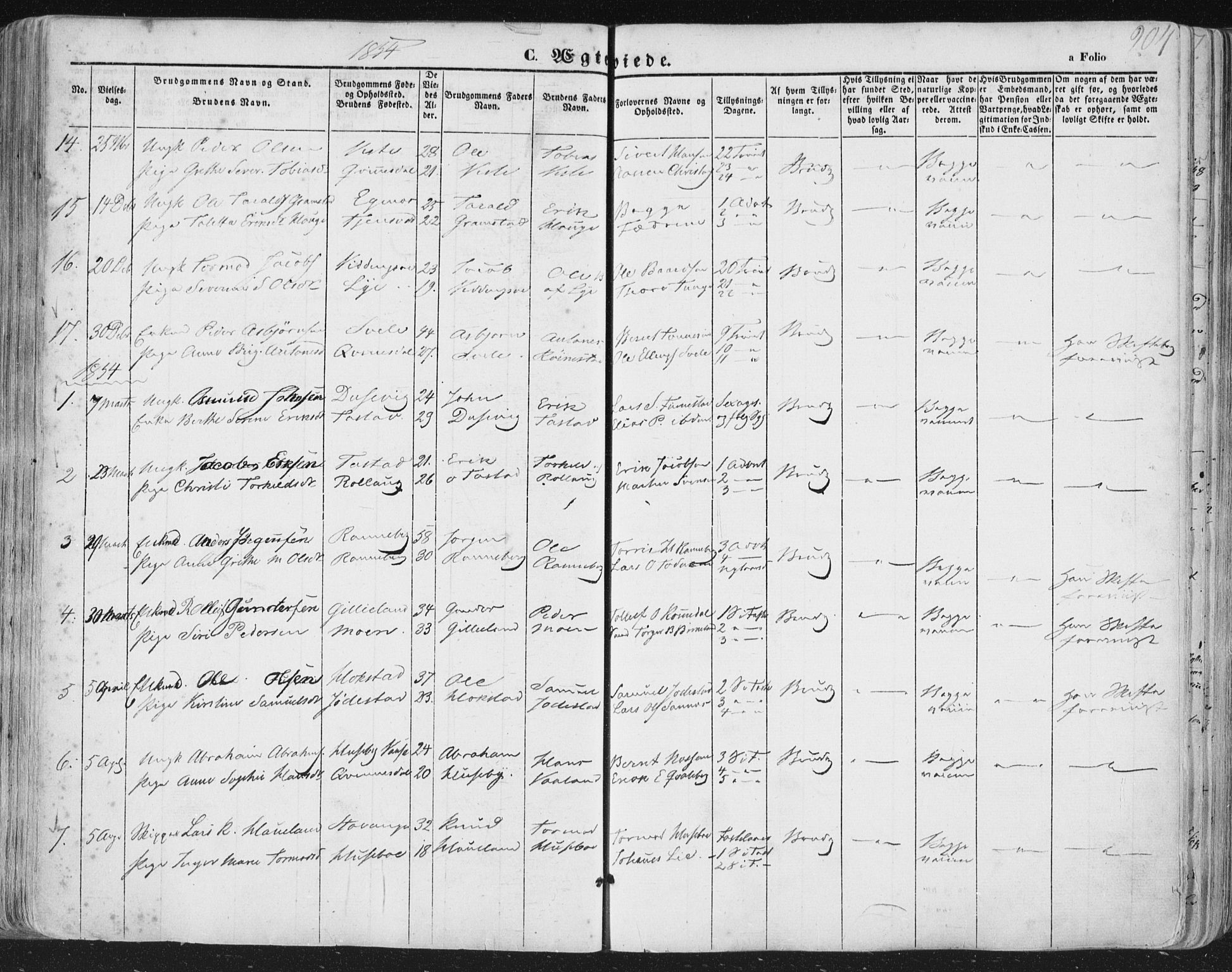 Hetland sokneprestkontor, AV/SAST-A-101826/30/30BA/L0002: Parish register (official) no. A 2, 1849-1869, p. 204
