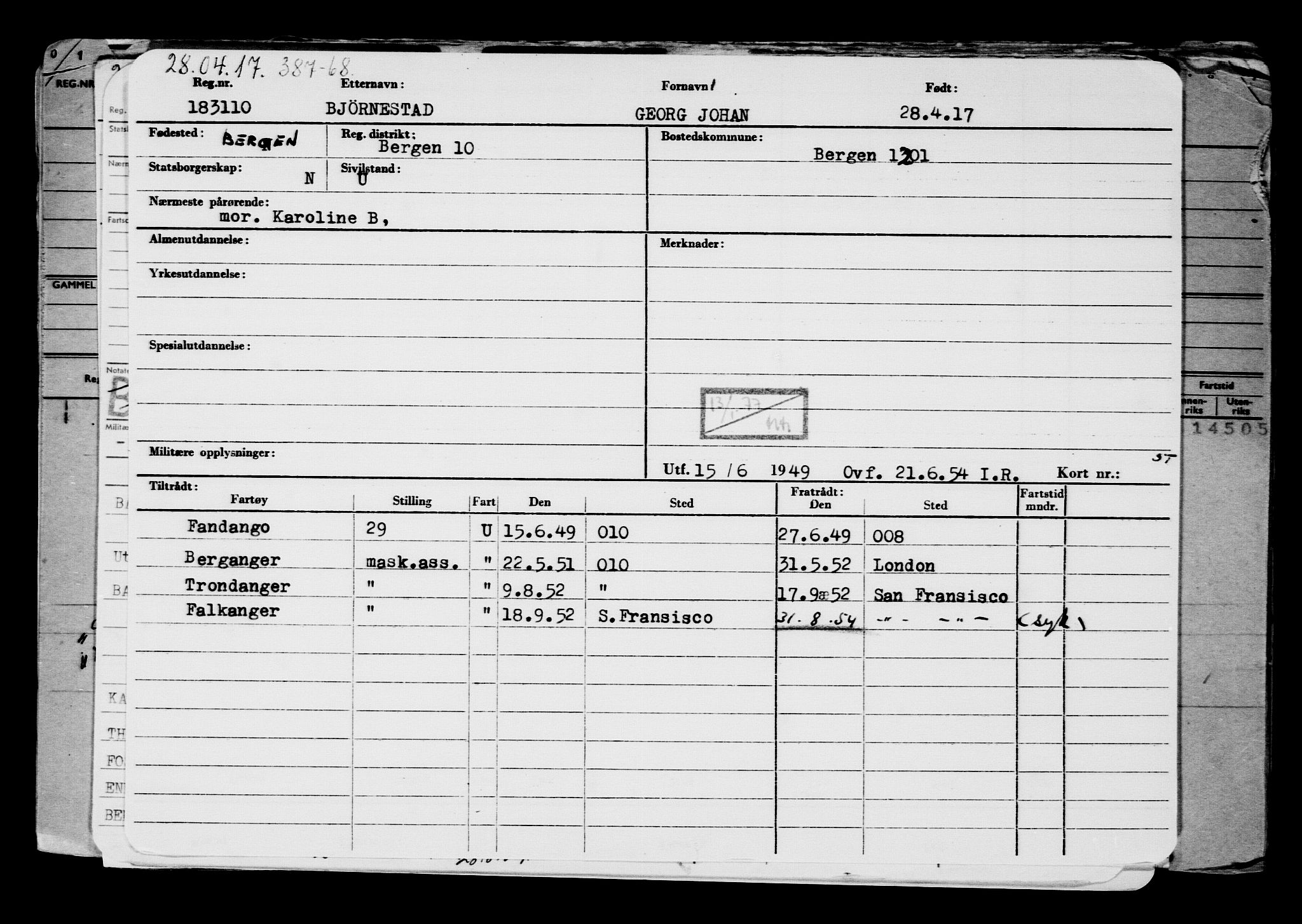 Direktoratet for sjømenn, AV/RA-S-3545/G/Gb/L0148: Hovedkort, 1917, p. 174