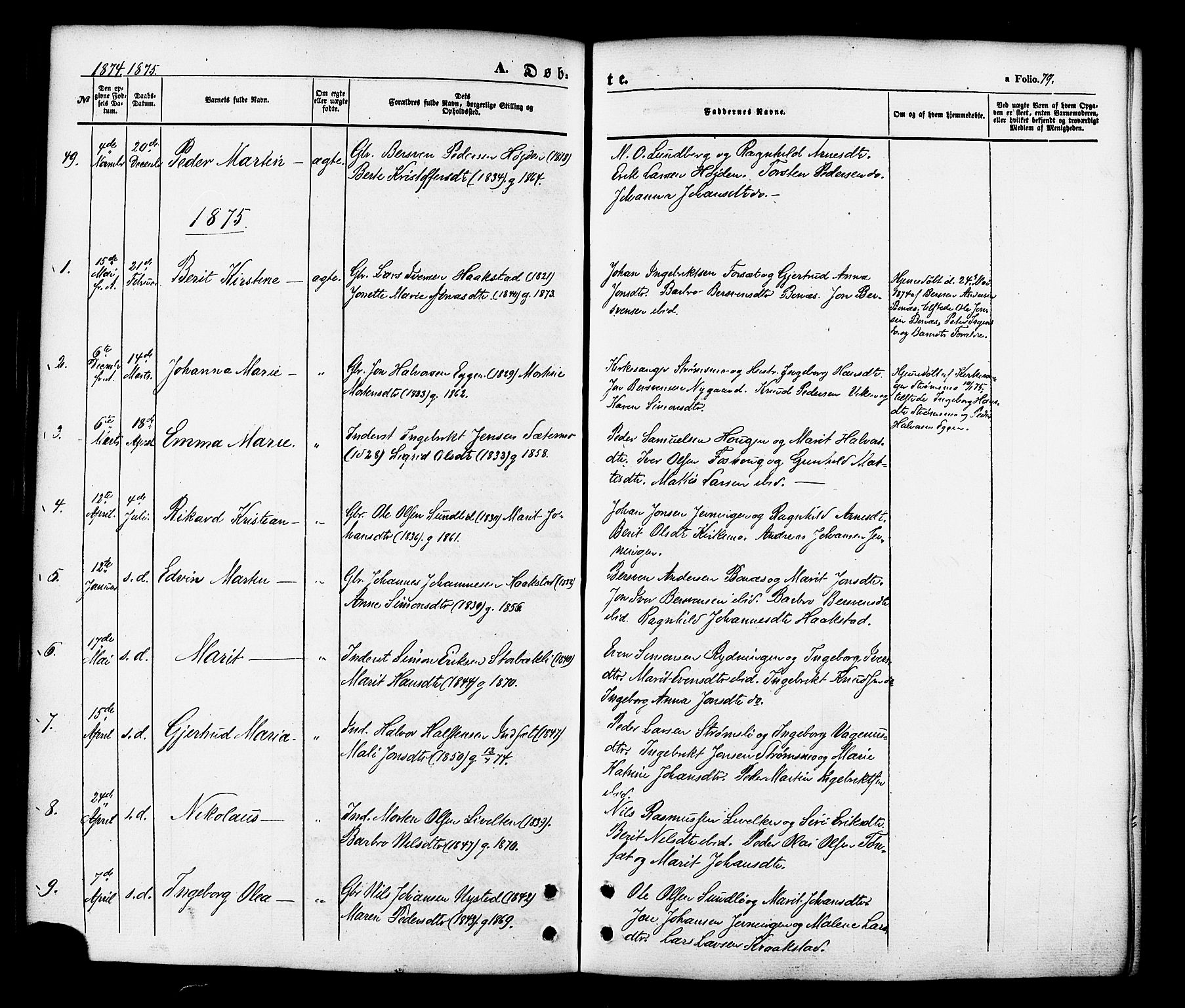 Målselv sokneprestembete, AV/SATØ-S-1311/G/Ga/Gaa/L0008kirke: Parish register (official) no. 8, 1851-1877, p. 79