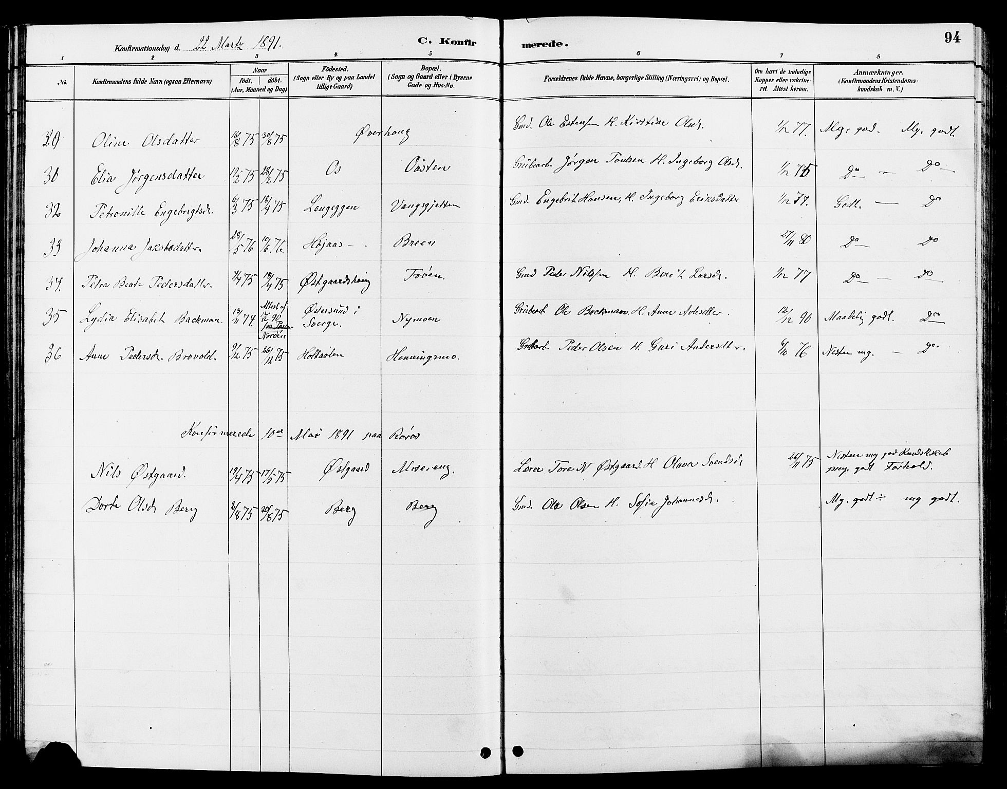 Tolga prestekontor, AV/SAH-PREST-062/L/L0008: Parish register (copy) no. 8, 1887-1912, p. 94