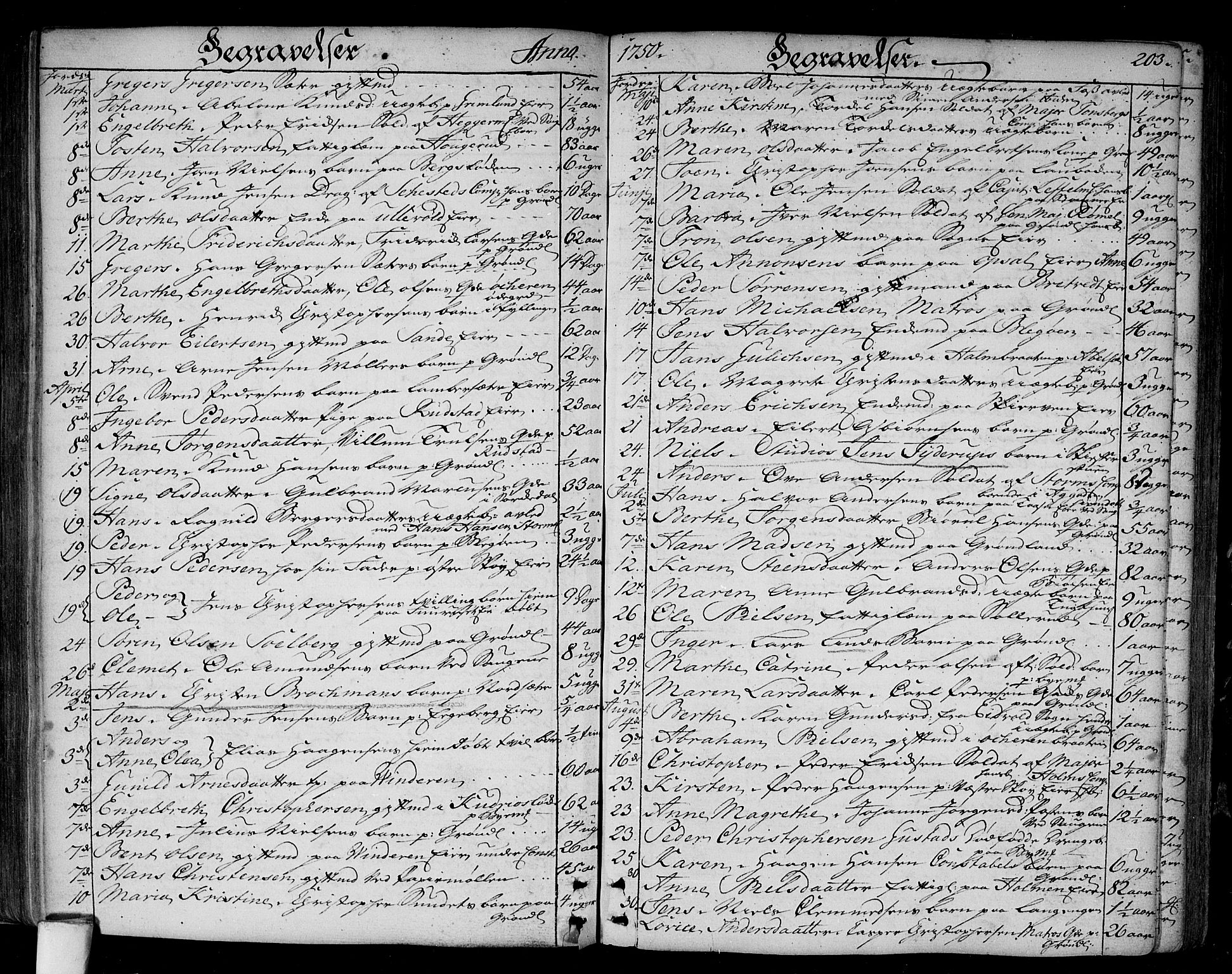 Aker prestekontor kirkebøker, AV/SAO-A-10861/F/L0008: Parish register (official) no. 8, 1749-1765, p. 203