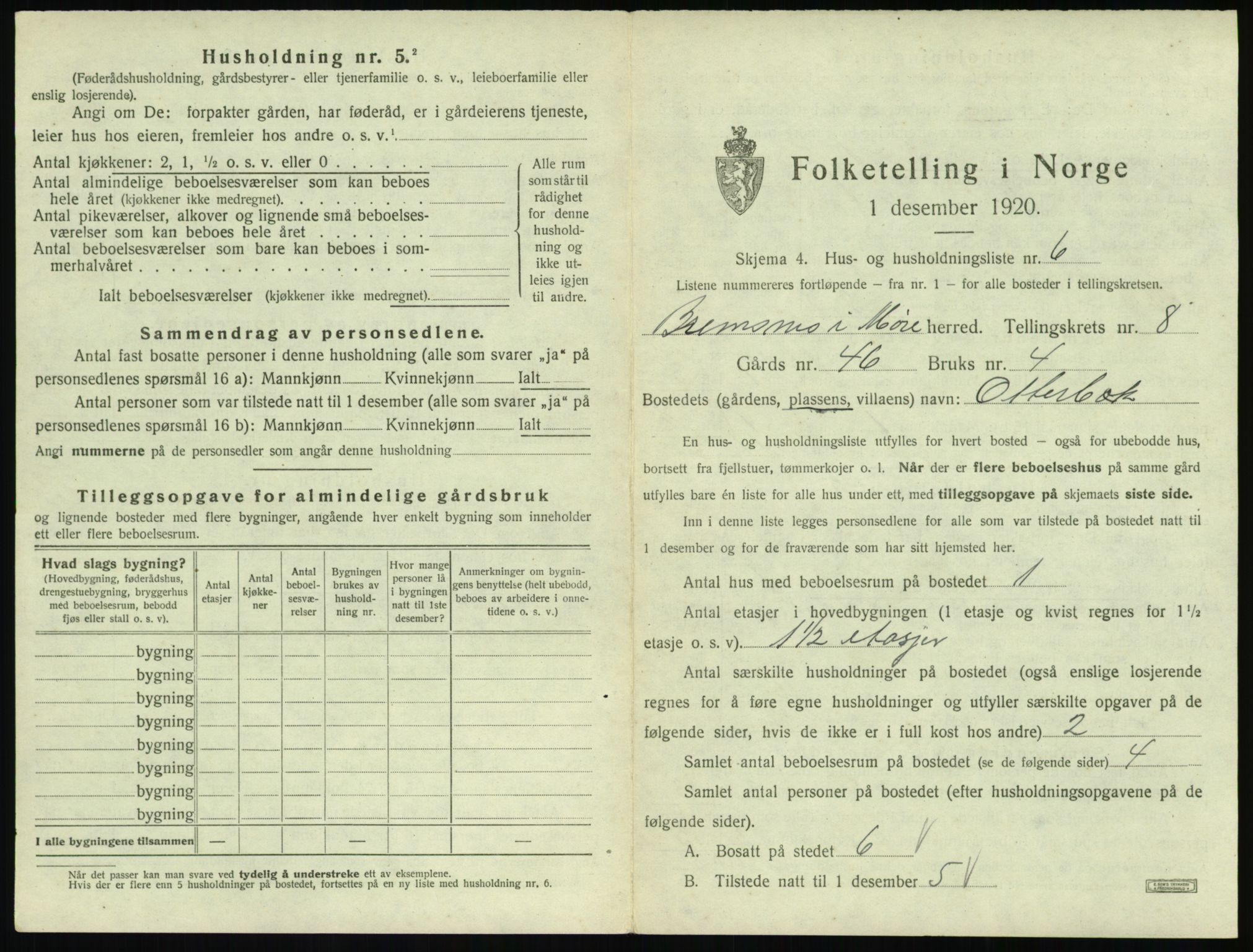 SAT, 1920 census for Bremsnes, 1920, p. 927