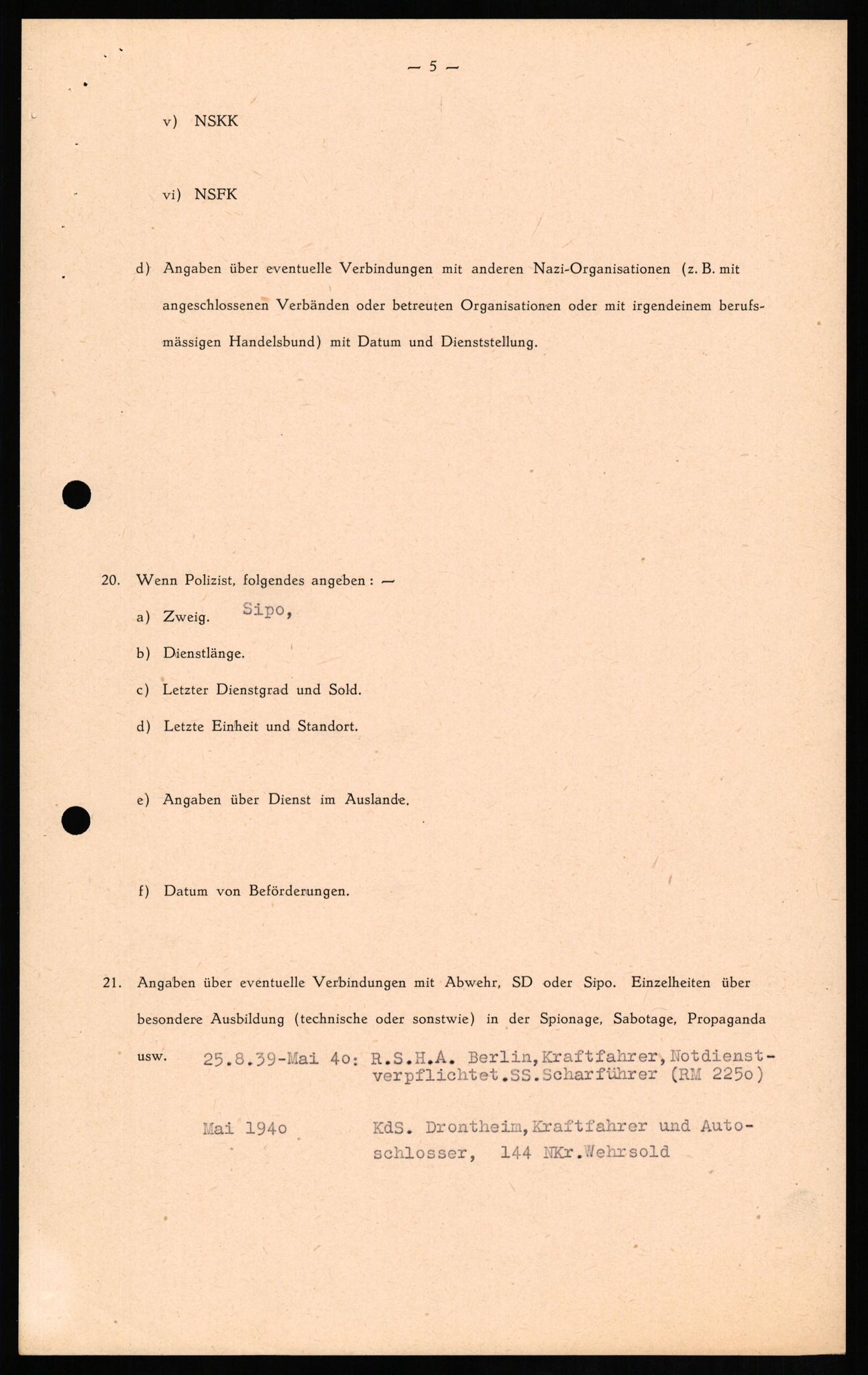 Forsvaret, Forsvarets overkommando II, AV/RA-RAFA-3915/D/Db/L0013: CI Questionaires. Tyske okkupasjonsstyrker i Norge. Tyskere., 1945-1946, p. 376