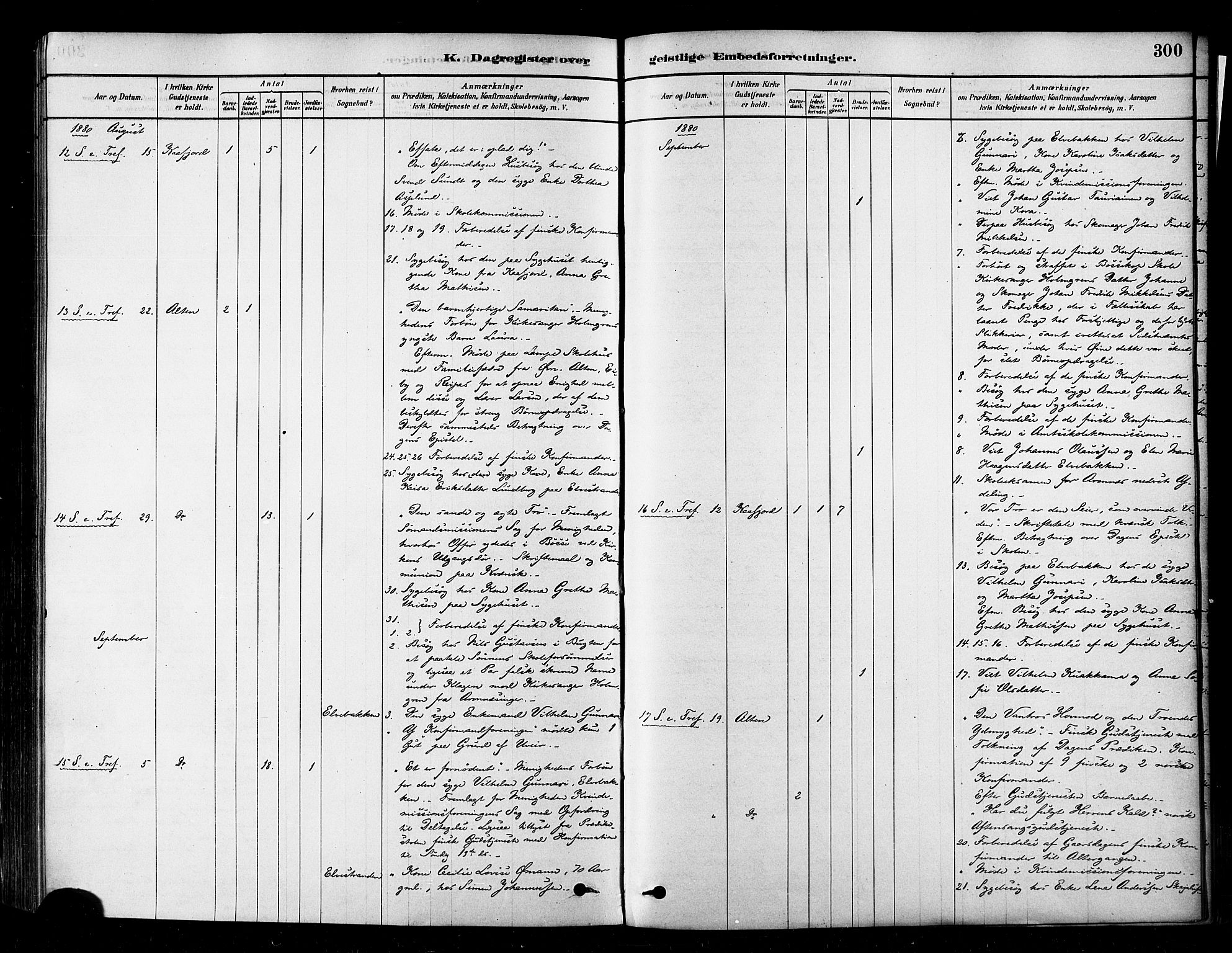 Alta sokneprestkontor, SATØ/S-1338/H/Ha/L0002.kirke: Parish register (official) no. 2, 1879-1892, p. 300