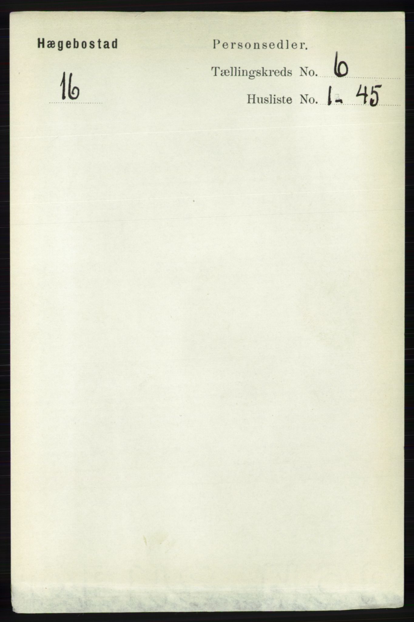 RA, 1891 census for 1034 Hægebostad, 1891, p. 1843