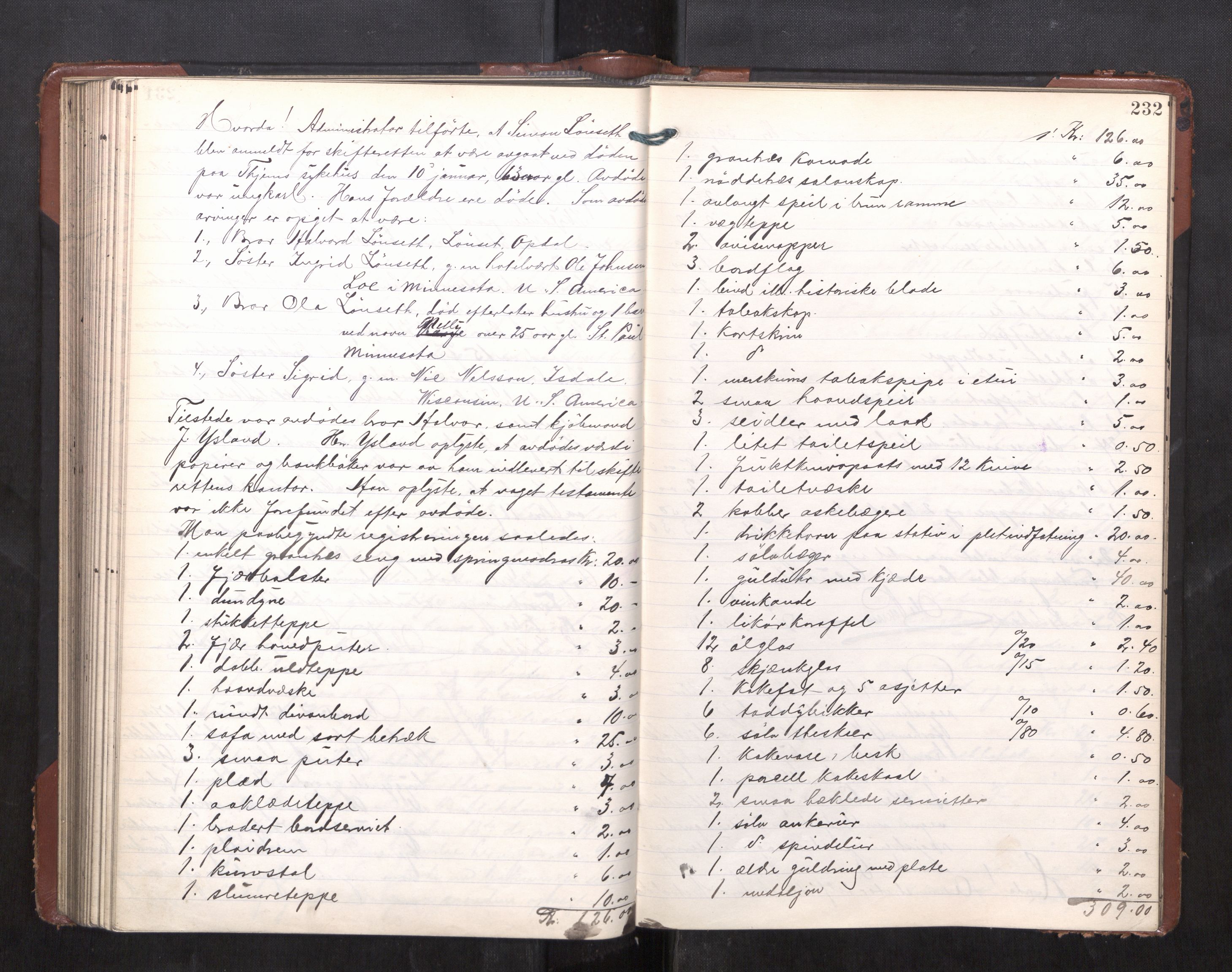 Trondheim byfogd, AV/SAT-A-0003/1/3/3C/L0029: Skifteregistreringsprotokoll - 8/12-11/4. (u/ register), 1909-1912, p. 232