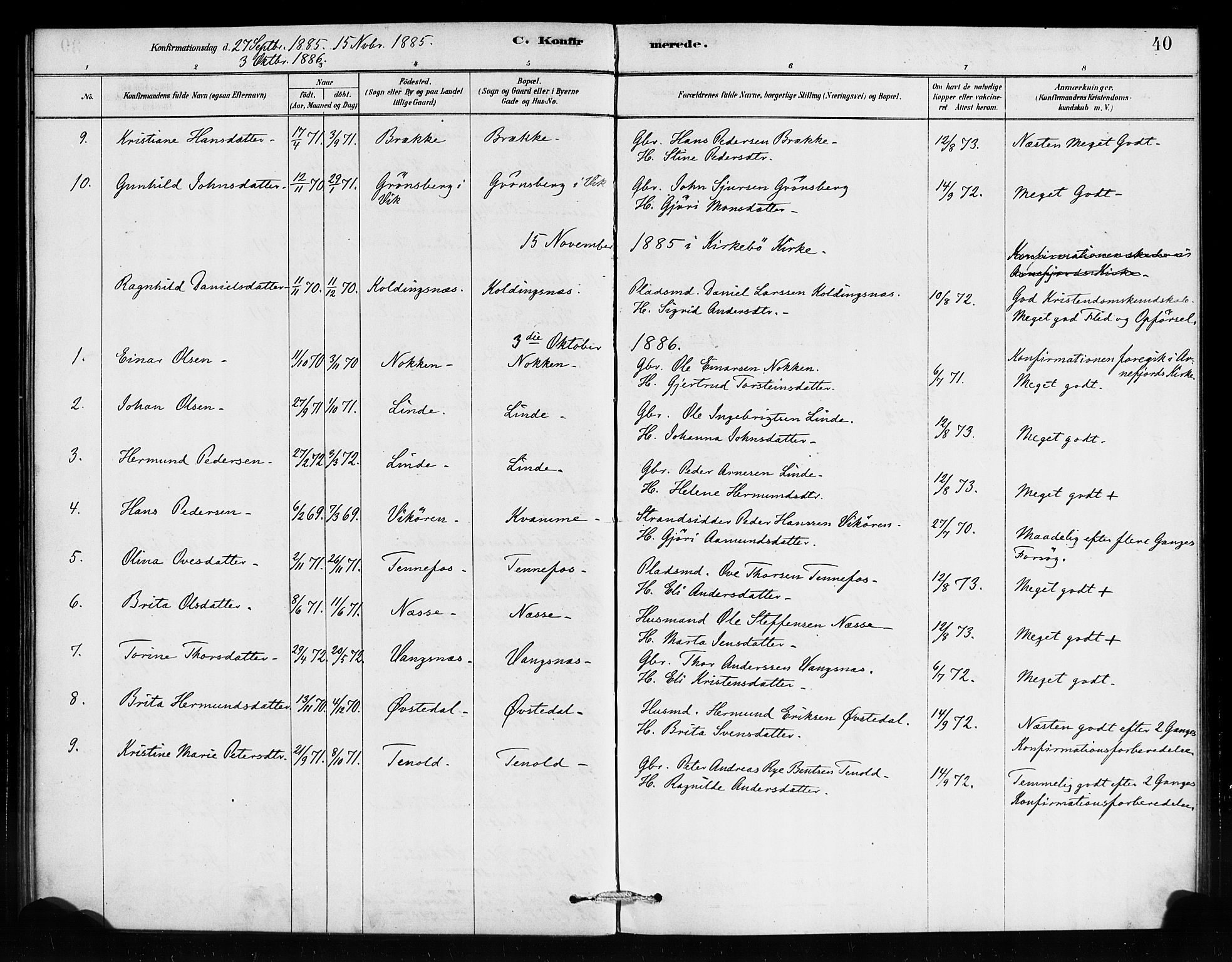 Vik sokneprestembete, AV/SAB-A-81501/H/Haa/Haad/L0001: Parish register (official) no. D 1, 1878-1890, p. 40