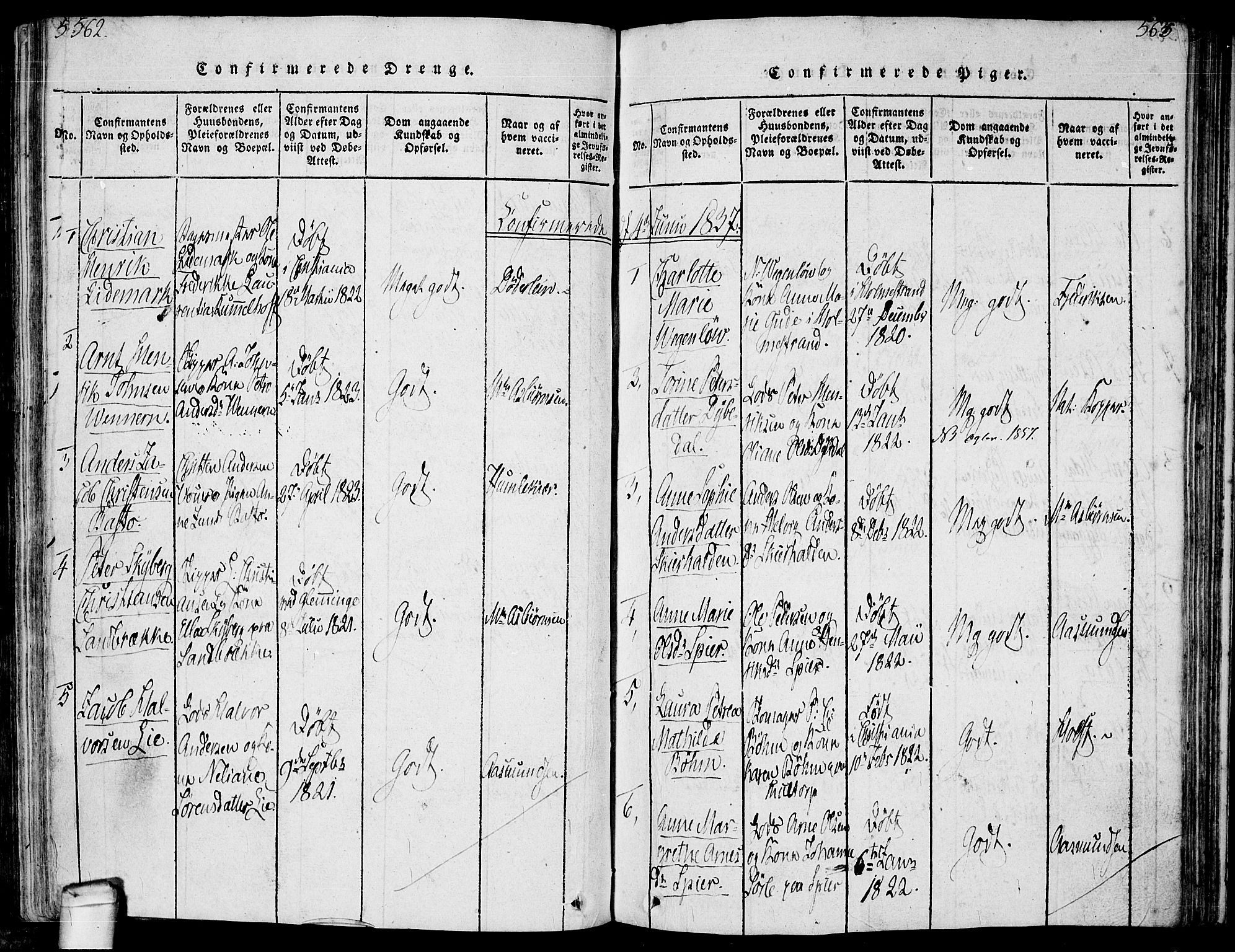 Hvaler prestekontor Kirkebøker, SAO/A-2001/F/Fa/L0005: Parish register (official) no. I 5, 1816-1845, p. 562-563