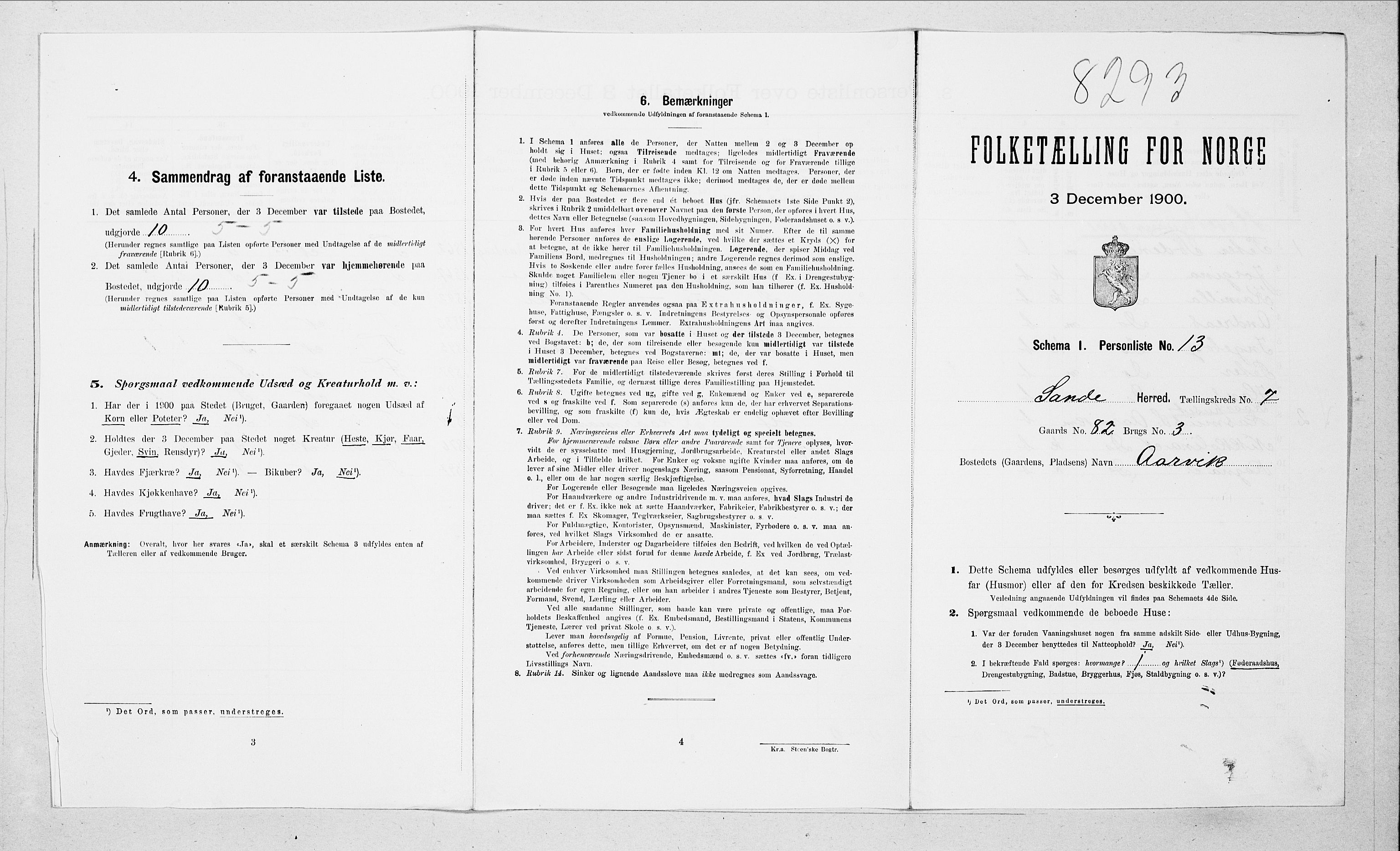 SAT, 1900 census for Sande, 1900, p. 771