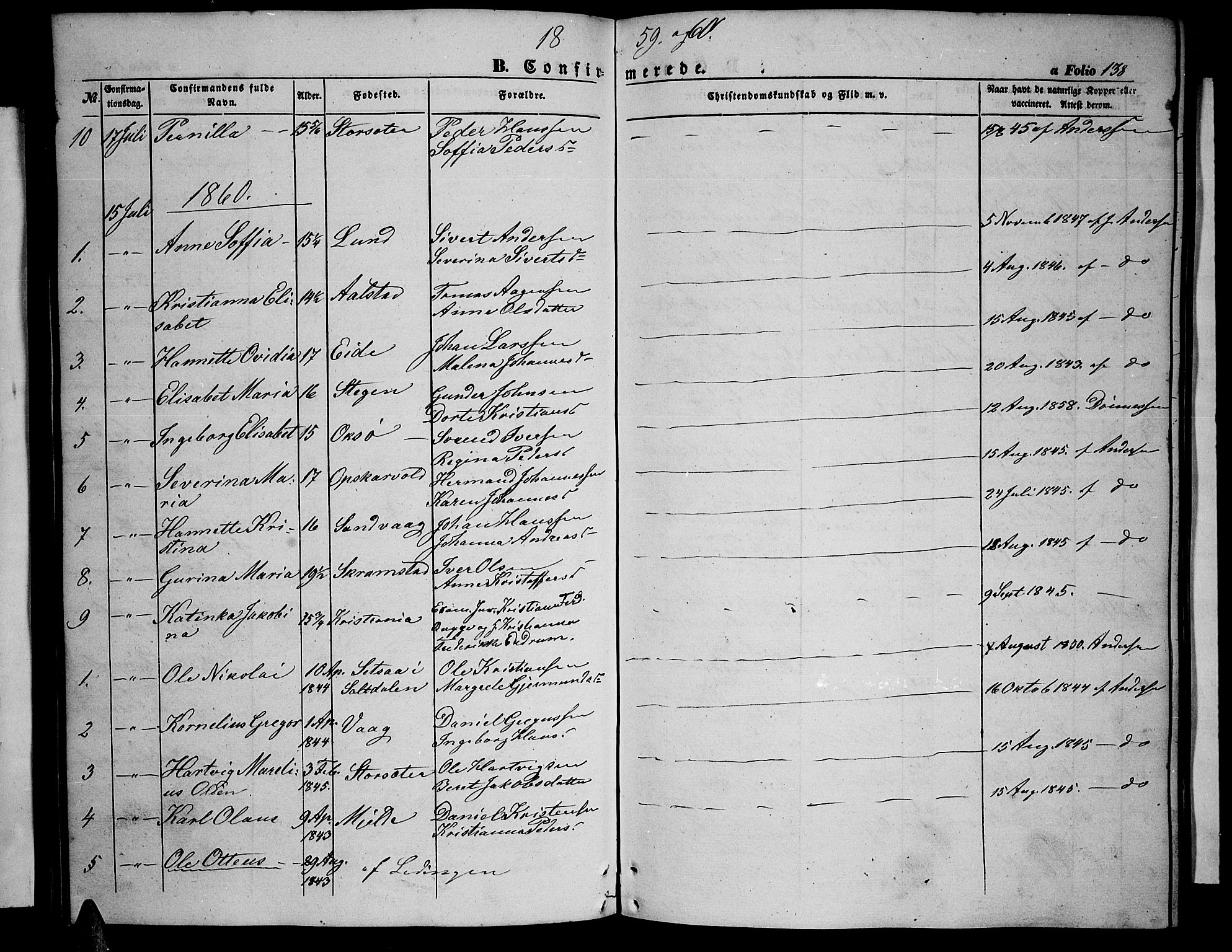 Ministerialprotokoller, klokkerbøker og fødselsregistre - Nordland, SAT/A-1459/855/L0814: Parish register (copy) no. 855C03, 1851-1864, p. 138