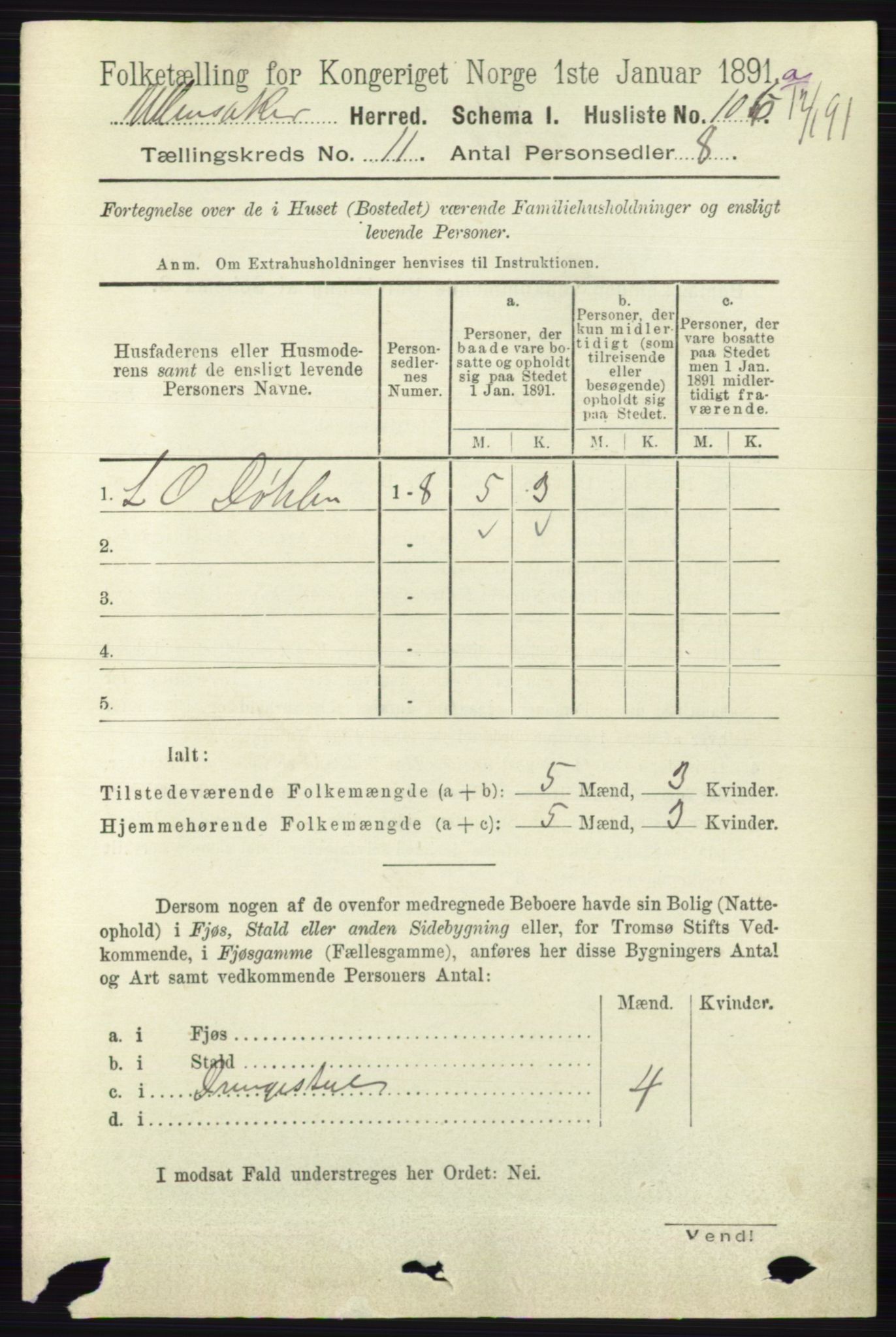 RA, 1891 census for 0235 Ullensaker, 1891, p. 4915