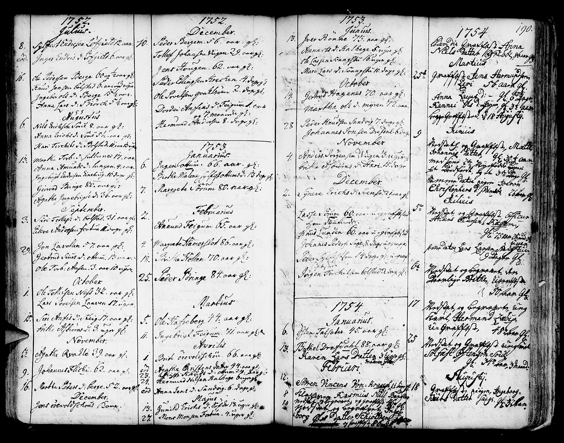 Luster sokneprestembete, AV/SAB-A-81101/H/Haa/Haaa/L0001: Parish register (official) no. A 1, 1731-1803, p. 190