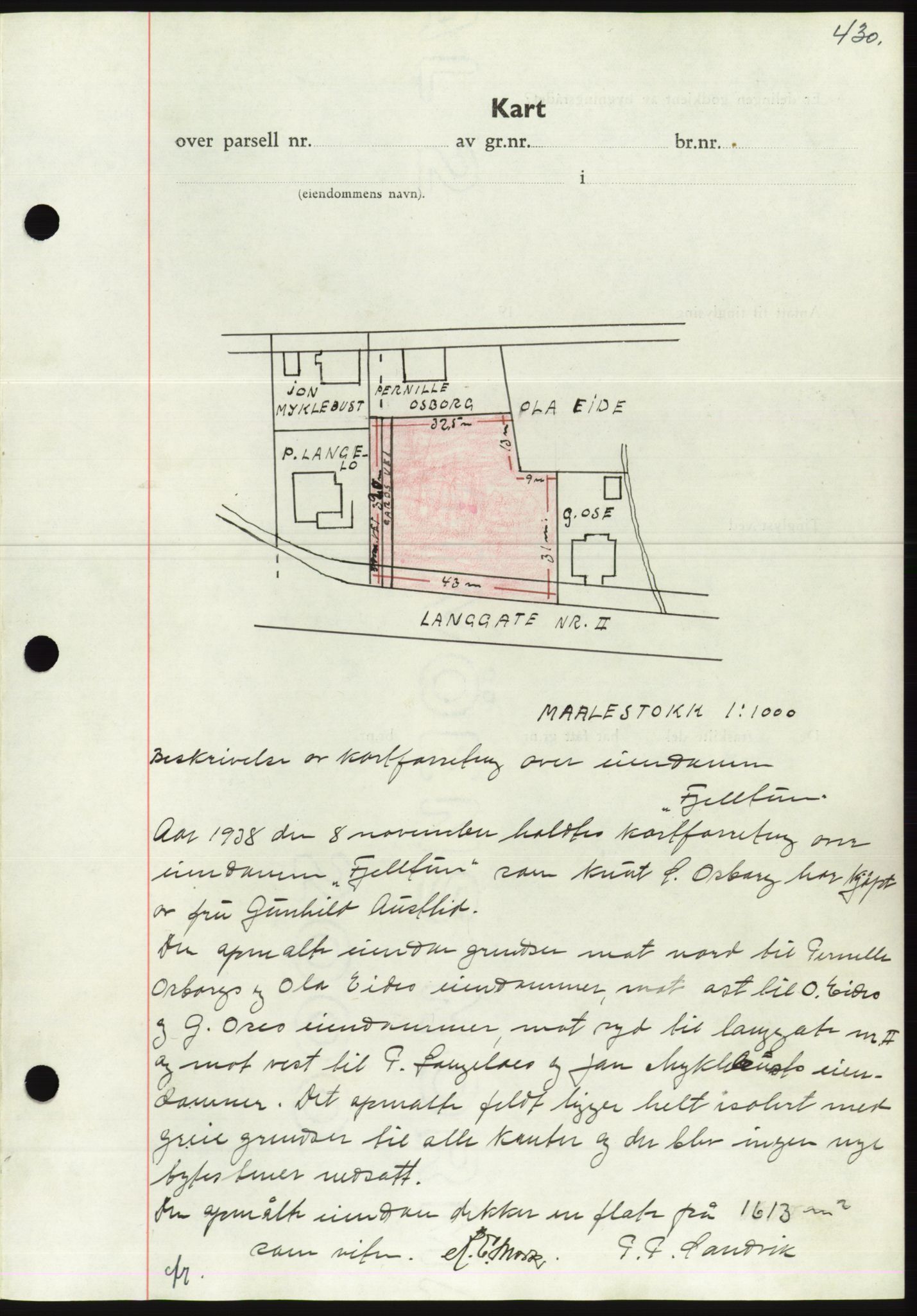 Søre Sunnmøre sorenskriveri, AV/SAT-A-4122/1/2/2C/L0066: Mortgage book no. 60, 1938-1938, Diary no: : 1595/1938