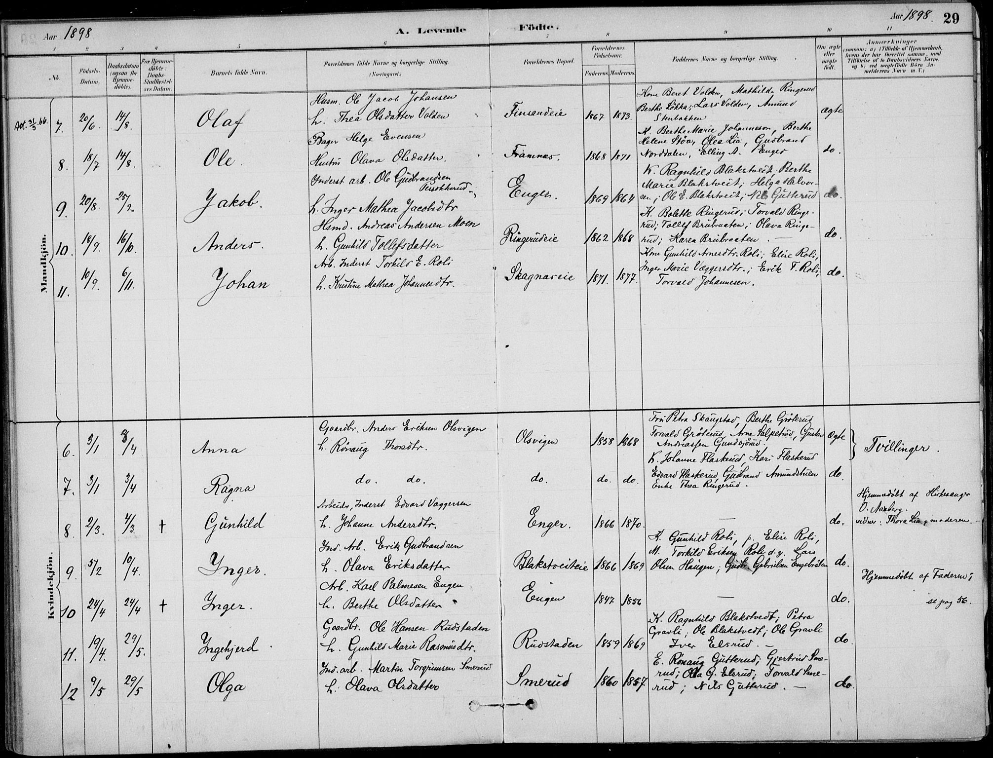 Ådal kirkebøker, AV/SAKO-A-248/F/Fa/L0003: Parish register (official) no. I 3, 1884-1903, p. 29