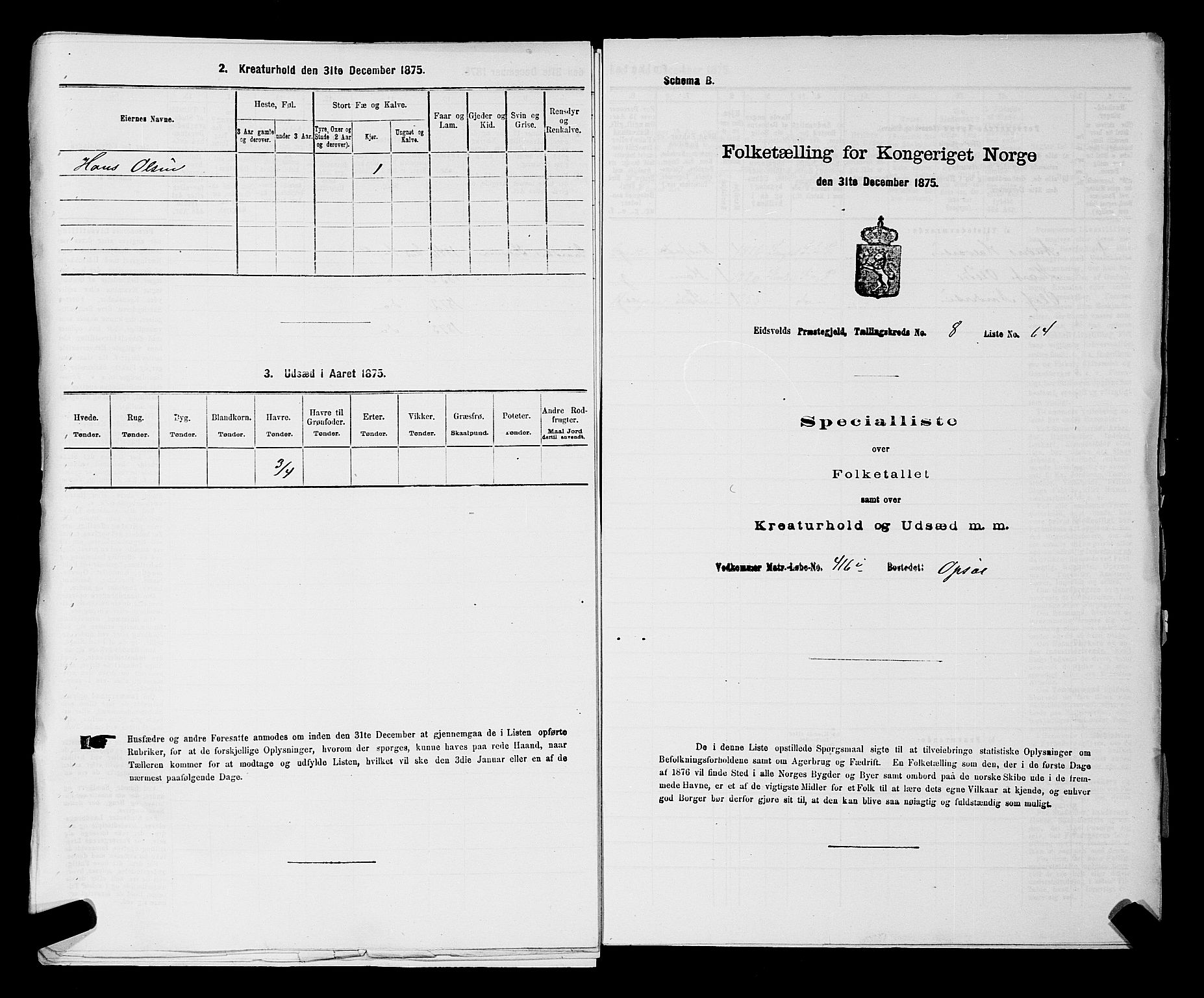 RA, 1875 census for 0237P Eidsvoll, 1875, p. 1202