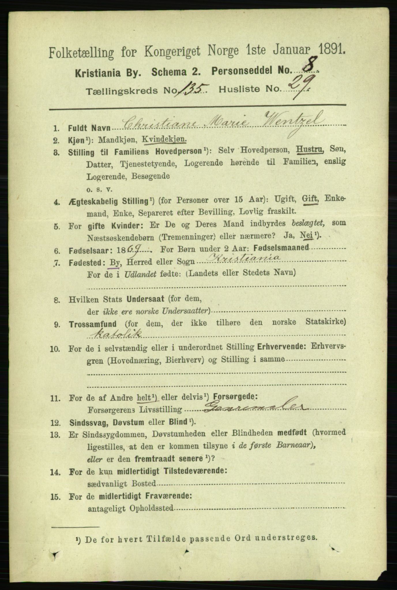 RA, 1891 census for 0301 Kristiania, 1891, p. 74909