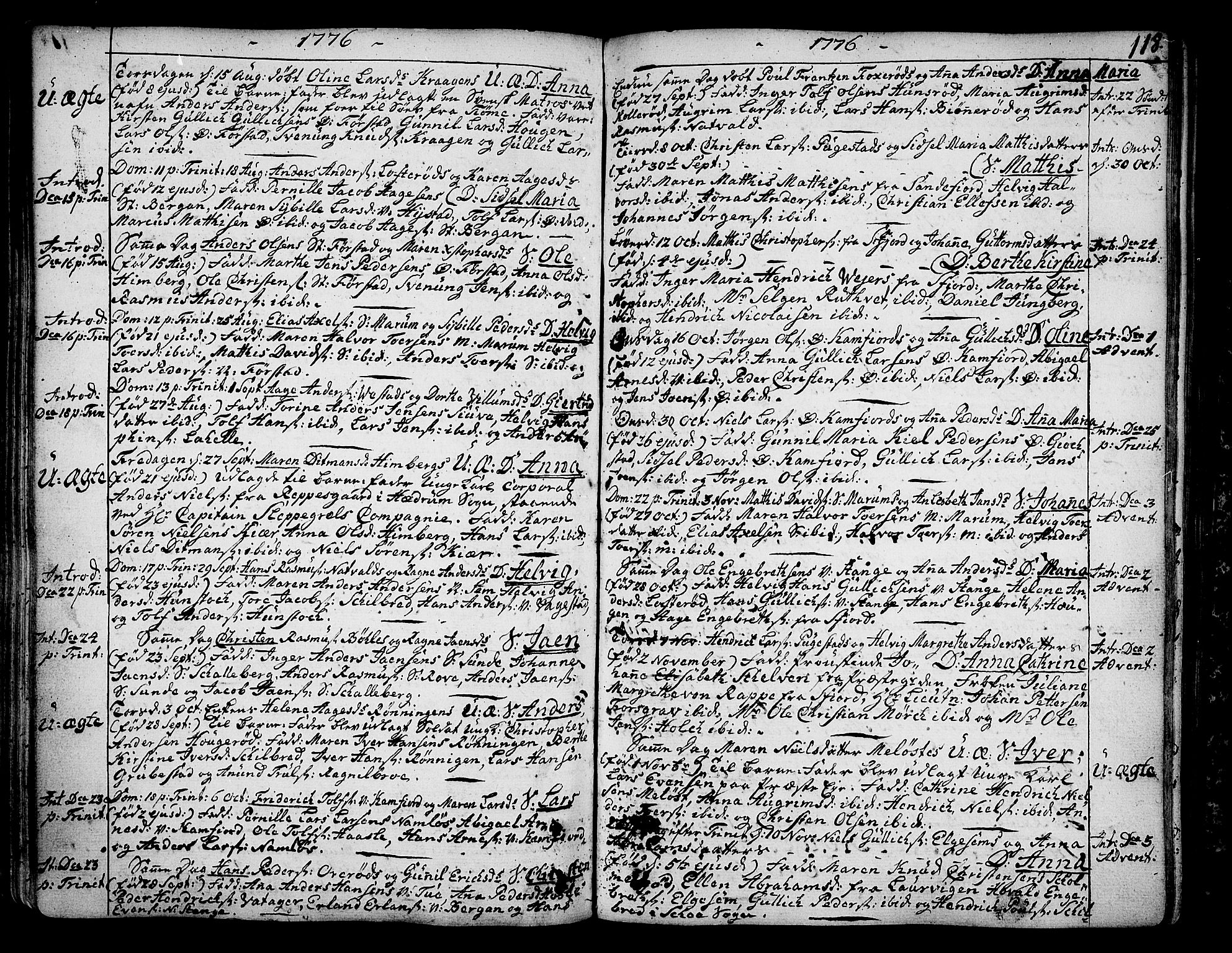 Sandar kirkebøker, SAKO/A-243/F/Fa/L0002: Parish register (official) no. 2, 1733-1788, p. 118