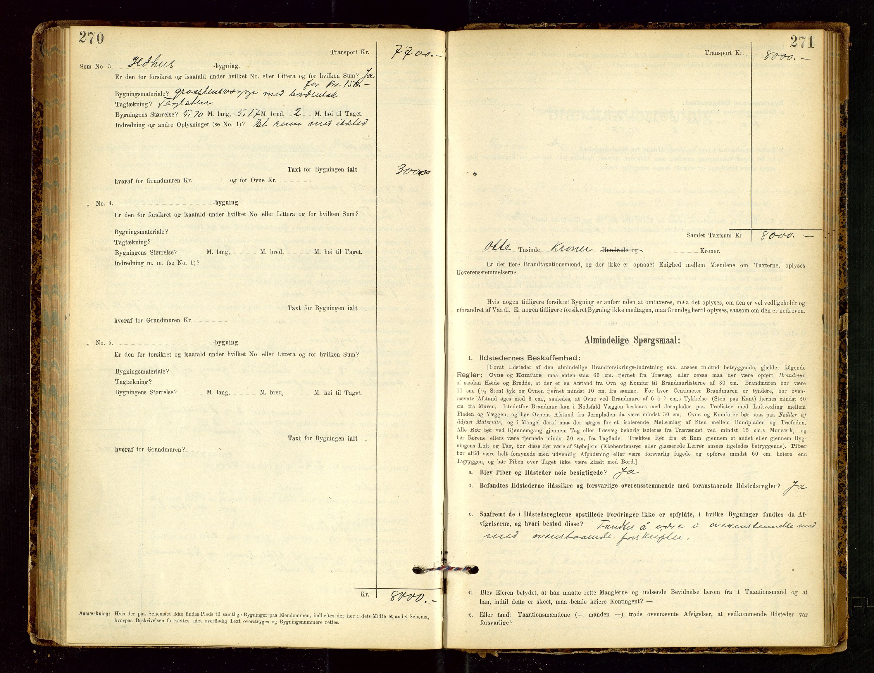 Tysvær lensmannskontor, AV/SAST-A-100192/Gob/L0002: "Brandtakstprotokol for Lensmanden i Tysvær", 1901-1932, p. 270-271