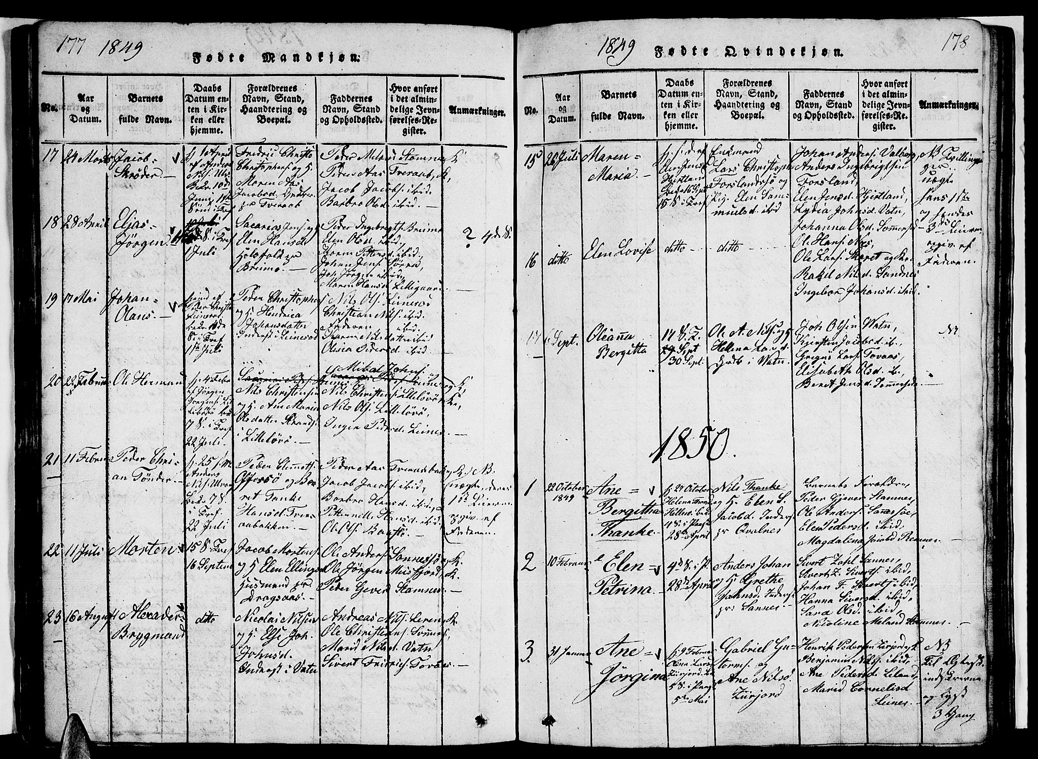 Ministerialprotokoller, klokkerbøker og fødselsregistre - Nordland, AV/SAT-A-1459/831/L0474: Parish register (copy) no. 831C01, 1820-1850, p. 177-178