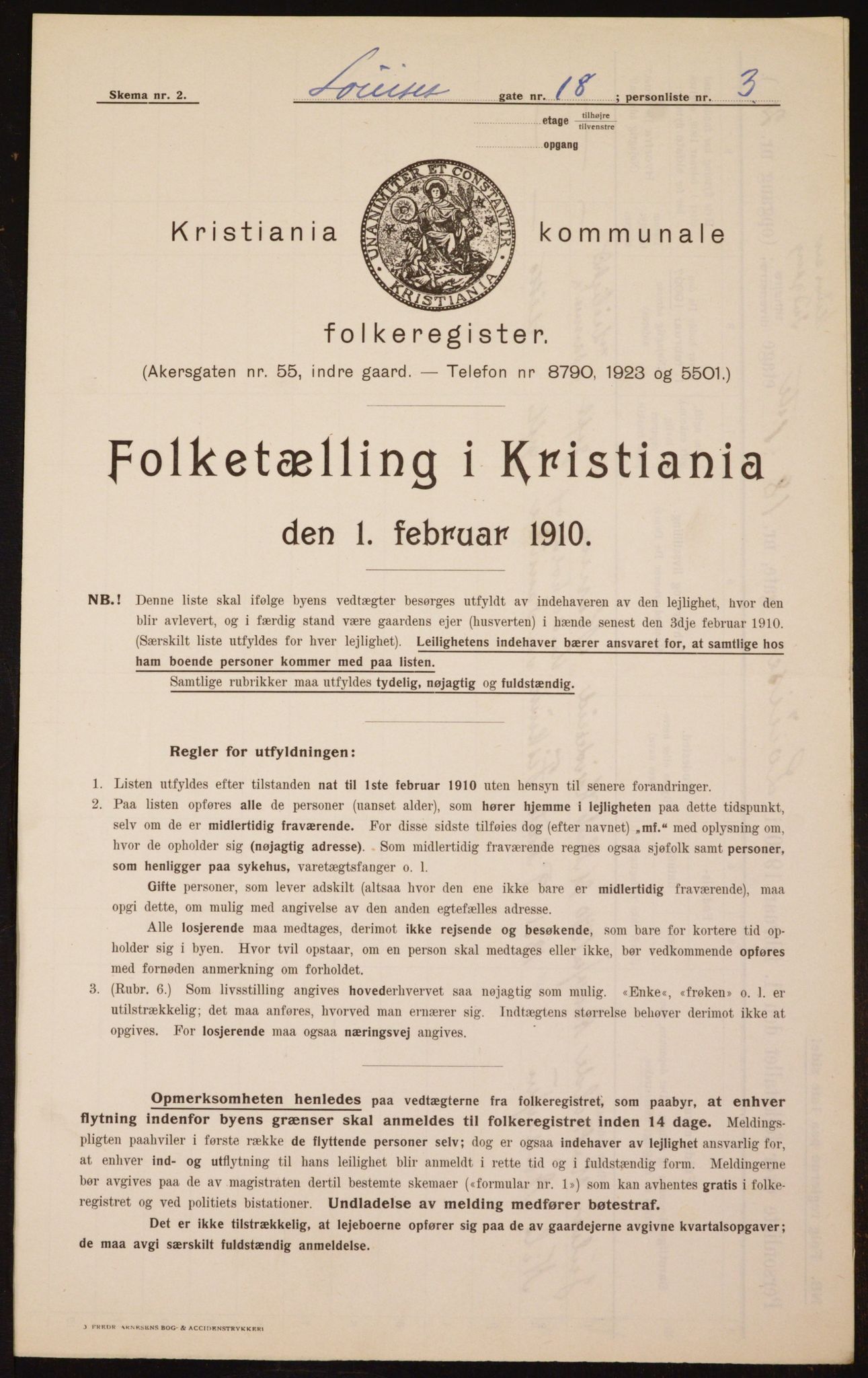 OBA, Municipal Census 1910 for Kristiania, 1910, p. 56394